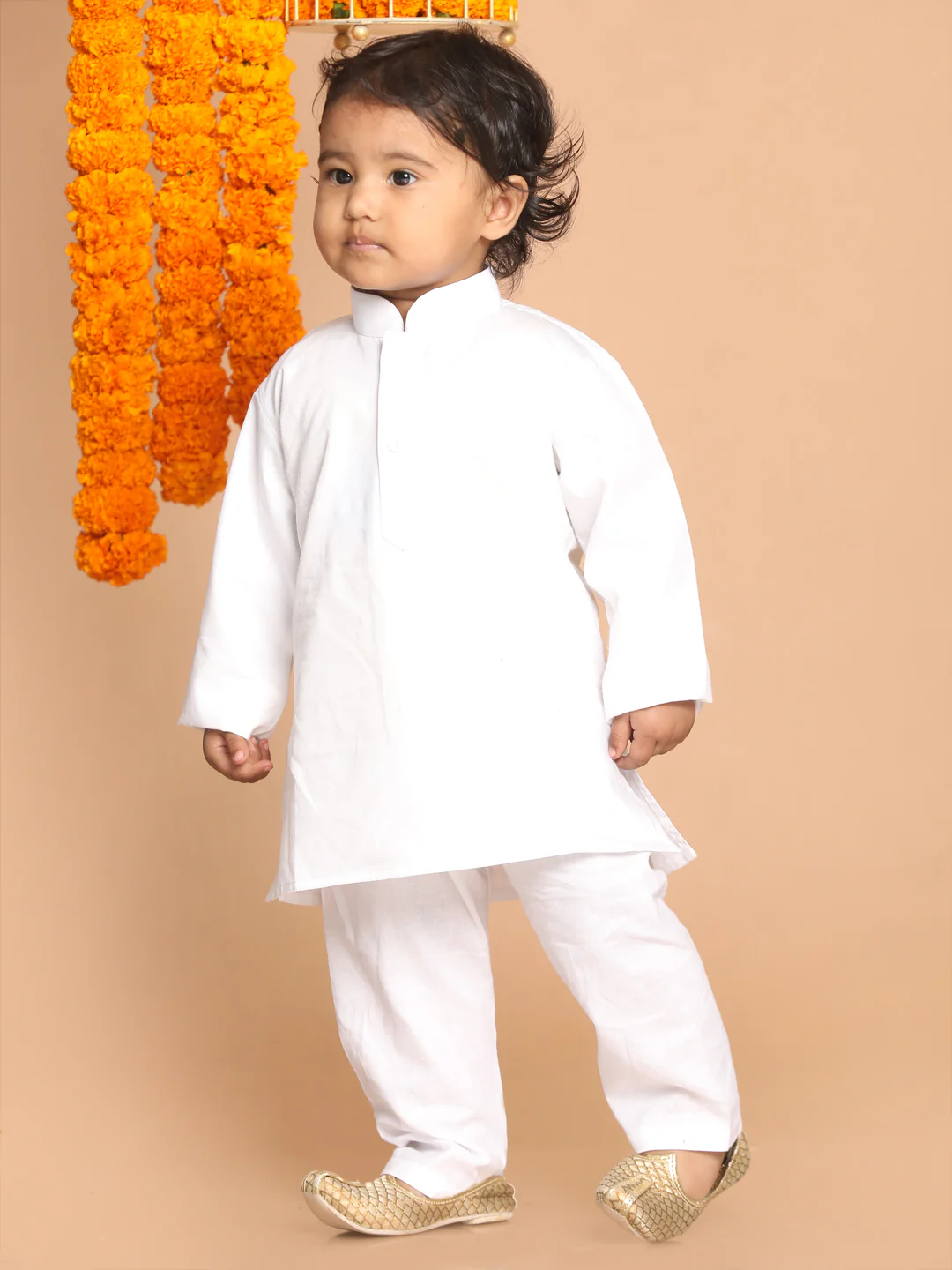 Sishu Boy's White Pure Cotton Kurta With Pyjama Set - Image 2