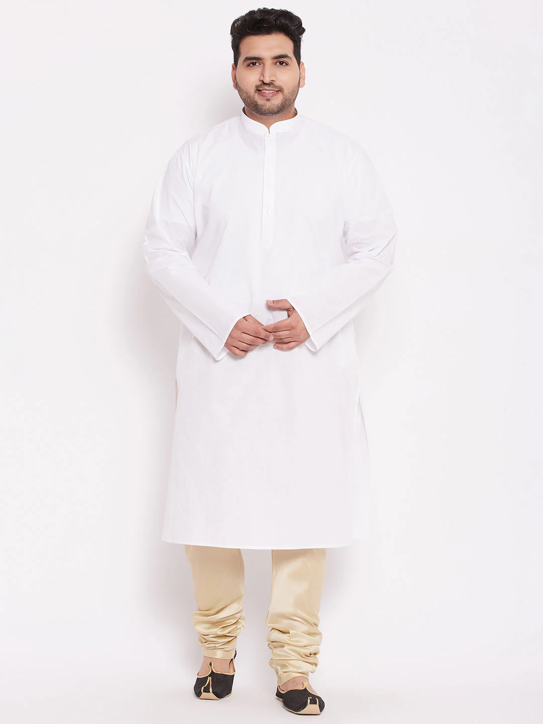 Men's Plus Size Gold Cotton Silk Blend Pyjama - Image 5