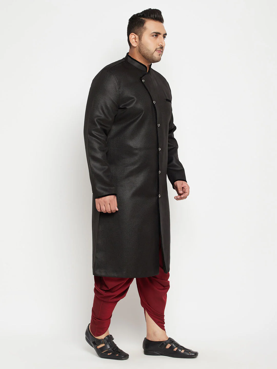 Men's Plus Size Black Sherwani Set - Image 3