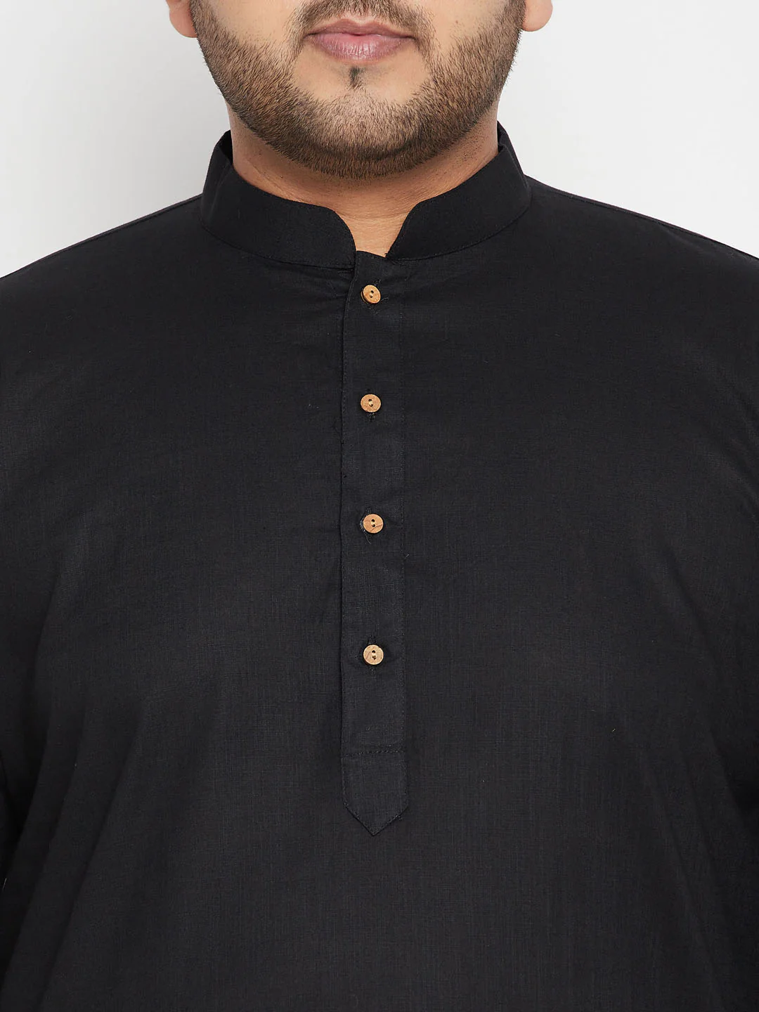 Men's Plus Size Black, Maroon Cotton Blend Jacket Kurta Pyjama Set - Image 5