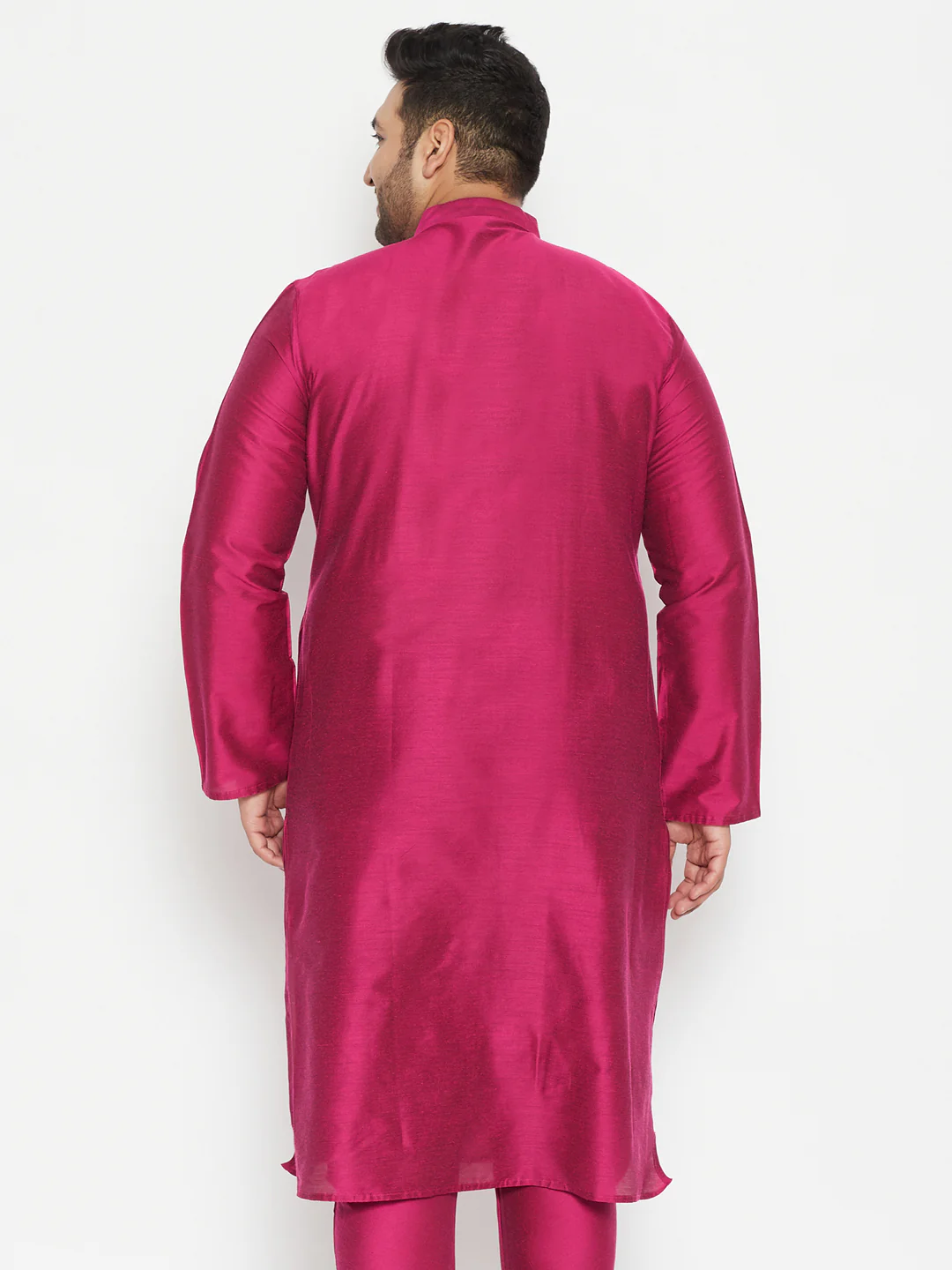 Men's Plus Size Fushia Pink Viscose Blend Kurta - Image 2