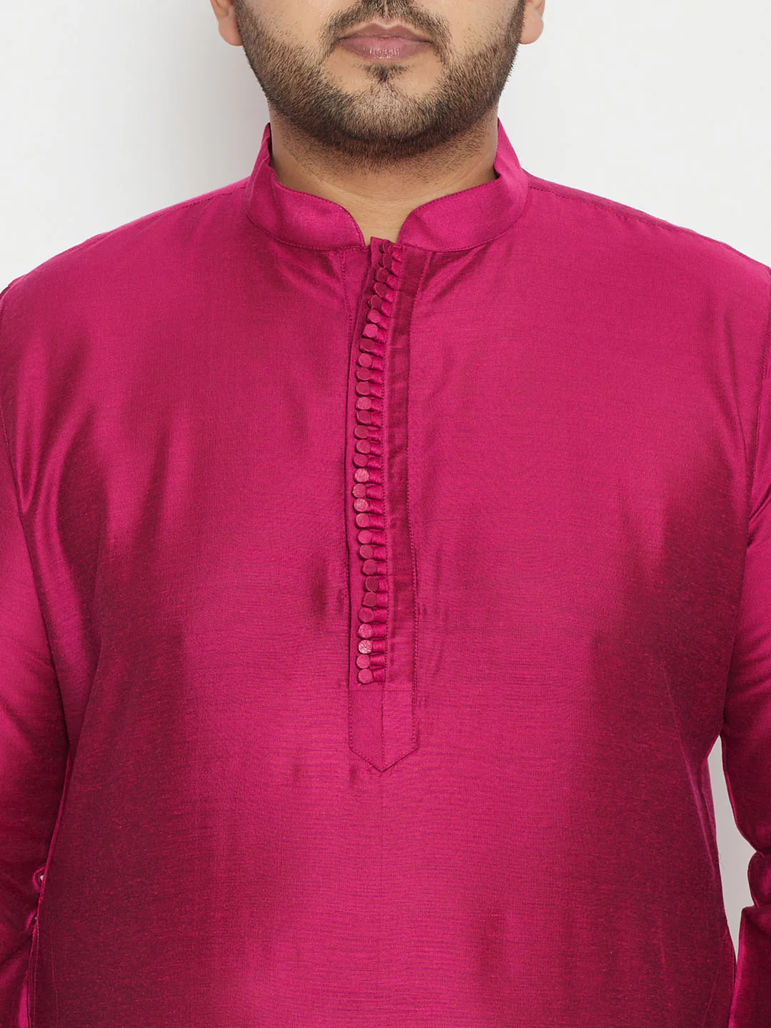 Men's Plus Size Fushia Pink Viscose Blend Kurta - Image 3