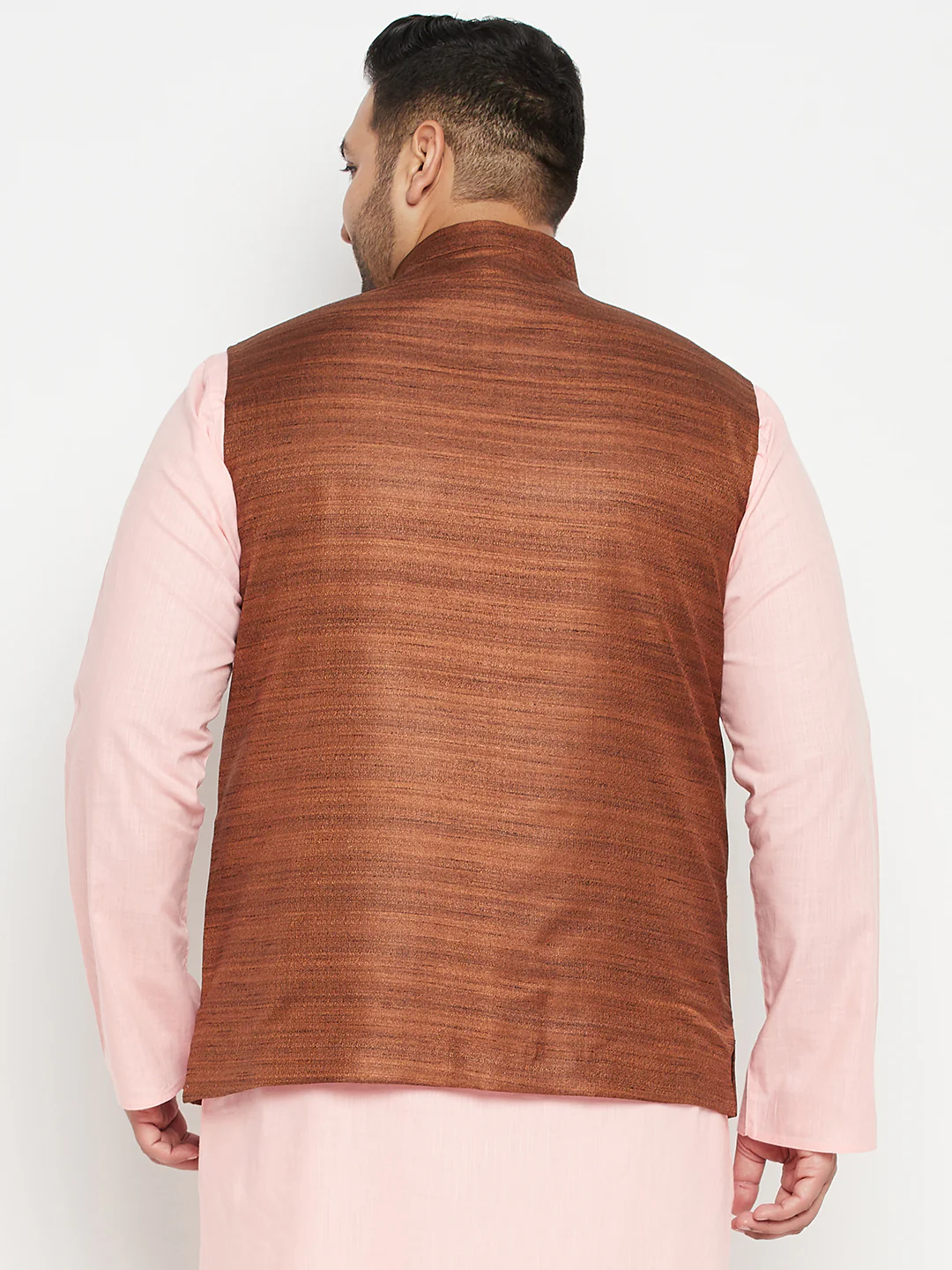 Men's Plus Size Coffee Brown Nehru Jacket - Image 3