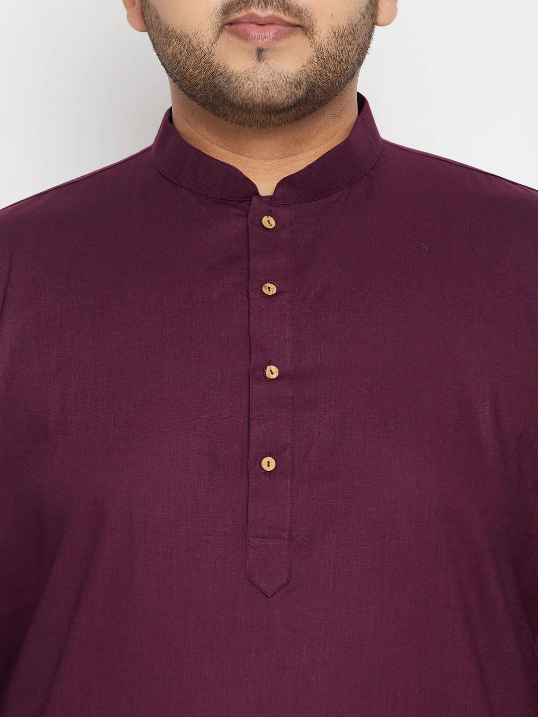 Men's Plus Size Purple And Orange Cotton Blend Jacket Kurta Pyjama Set - Image 5