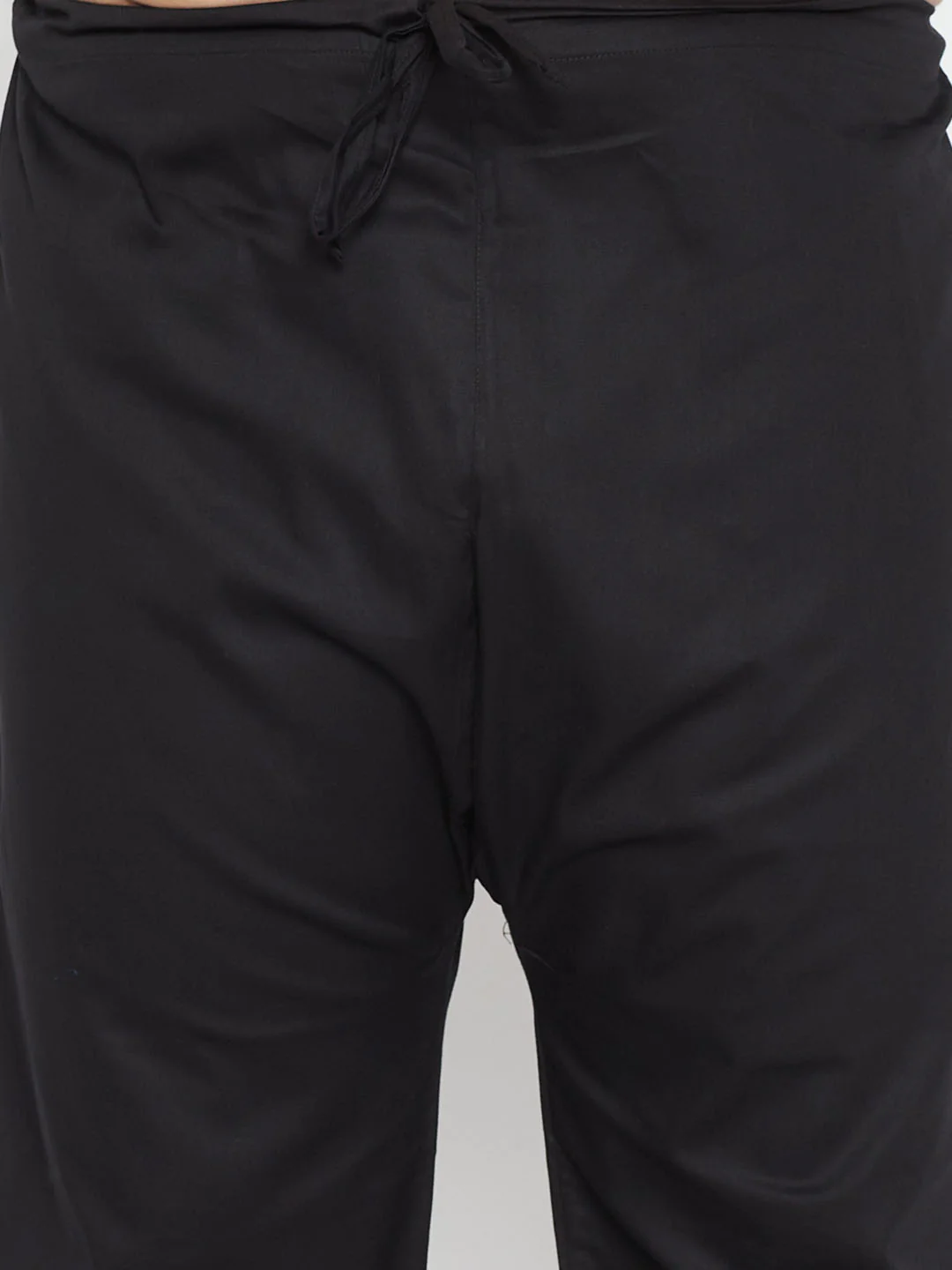 Men's Plus Size Black Cotton Blend Pathani Set - Image 5