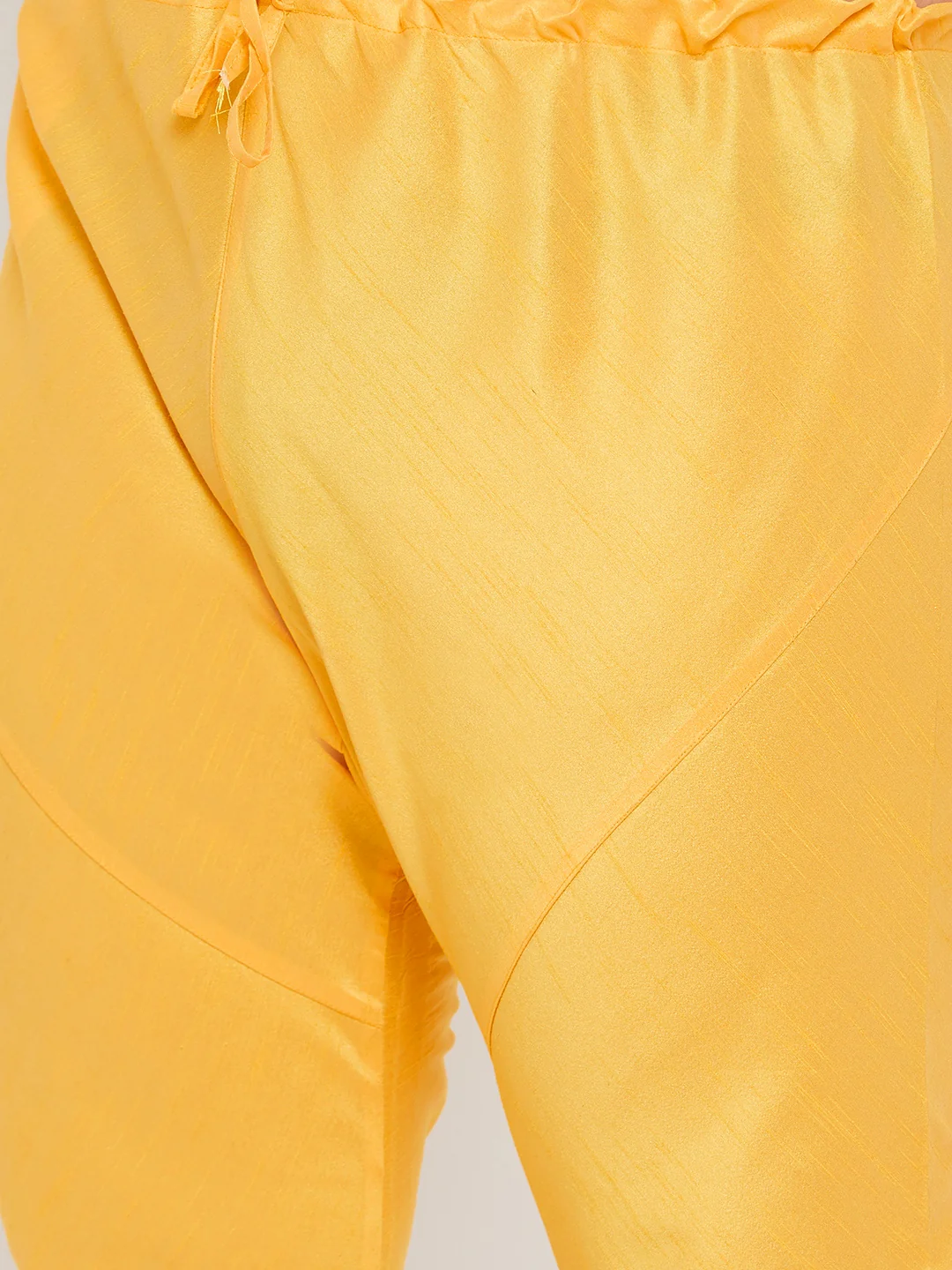 Men's Plus Size Yellow Silk Blend Kurta Pyjama Set - Image 5