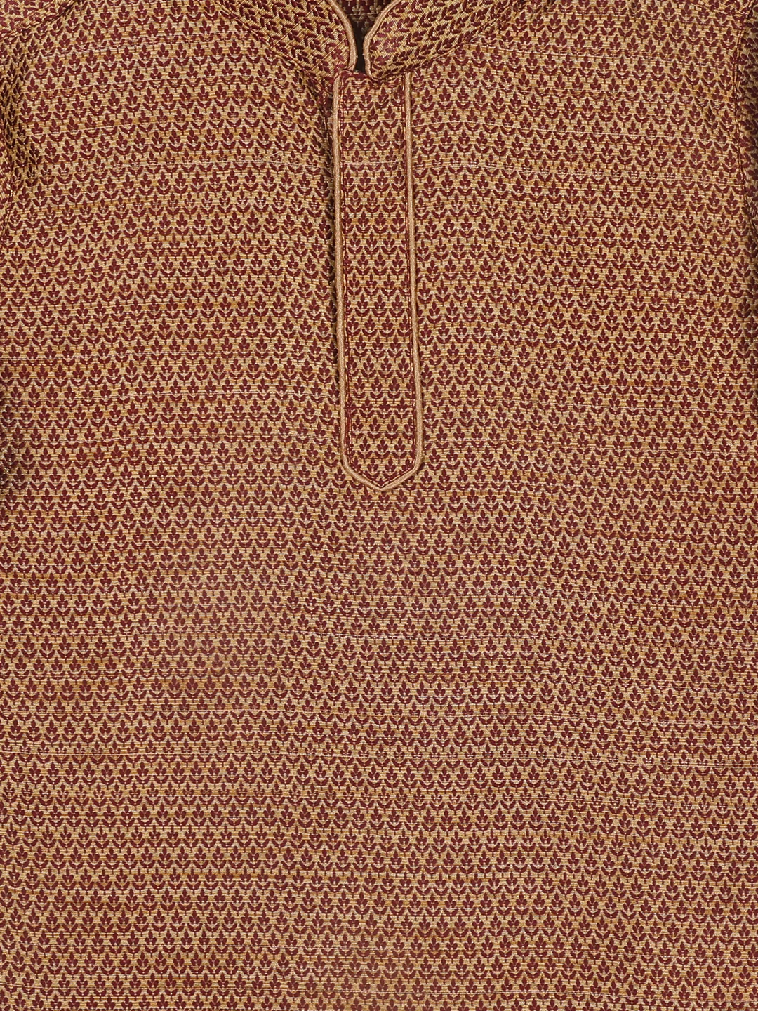 Sishu Boy's Maroon Woven Design Kurta With Rose Gold Pyjama Set - Image 5