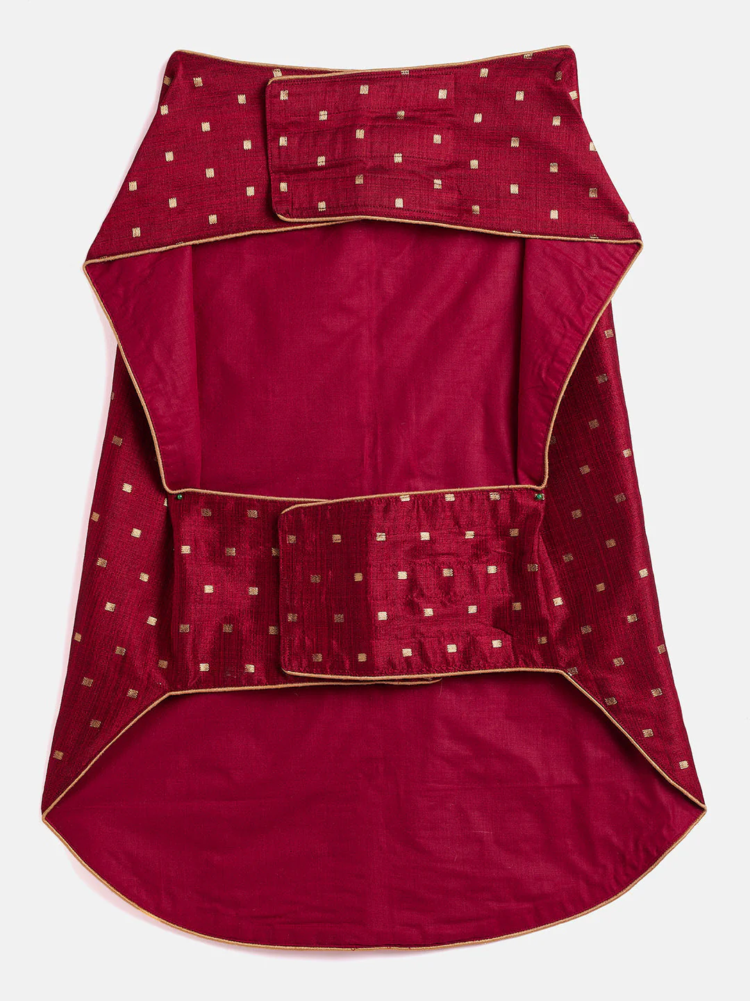 Dogs' Maroon And Gold Silk Blend Ethnic Jacket - Image 3