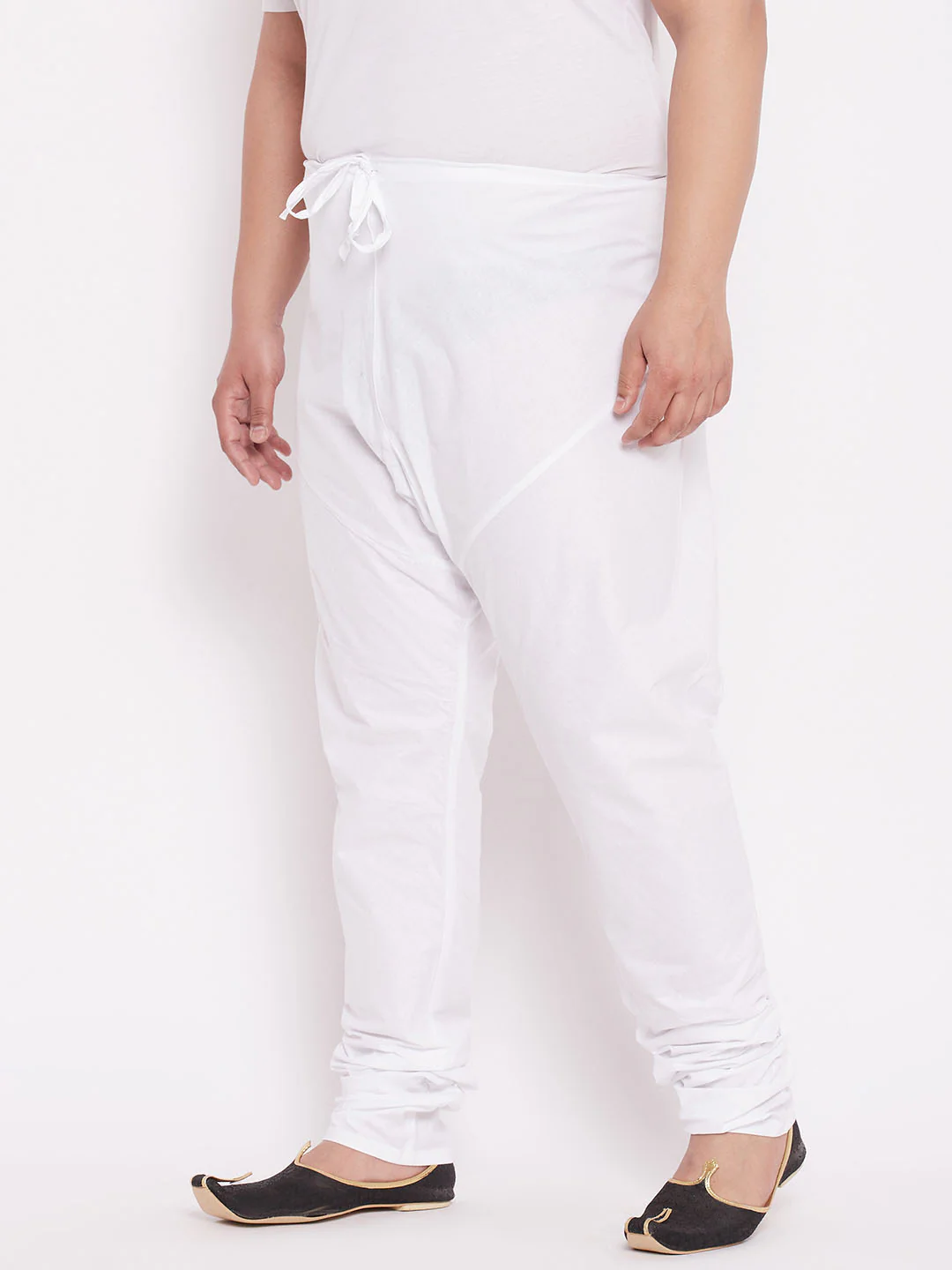 Men's Plus Size White Solid Pure Cotton Relaxed-Fit Pyjama - Image 2
