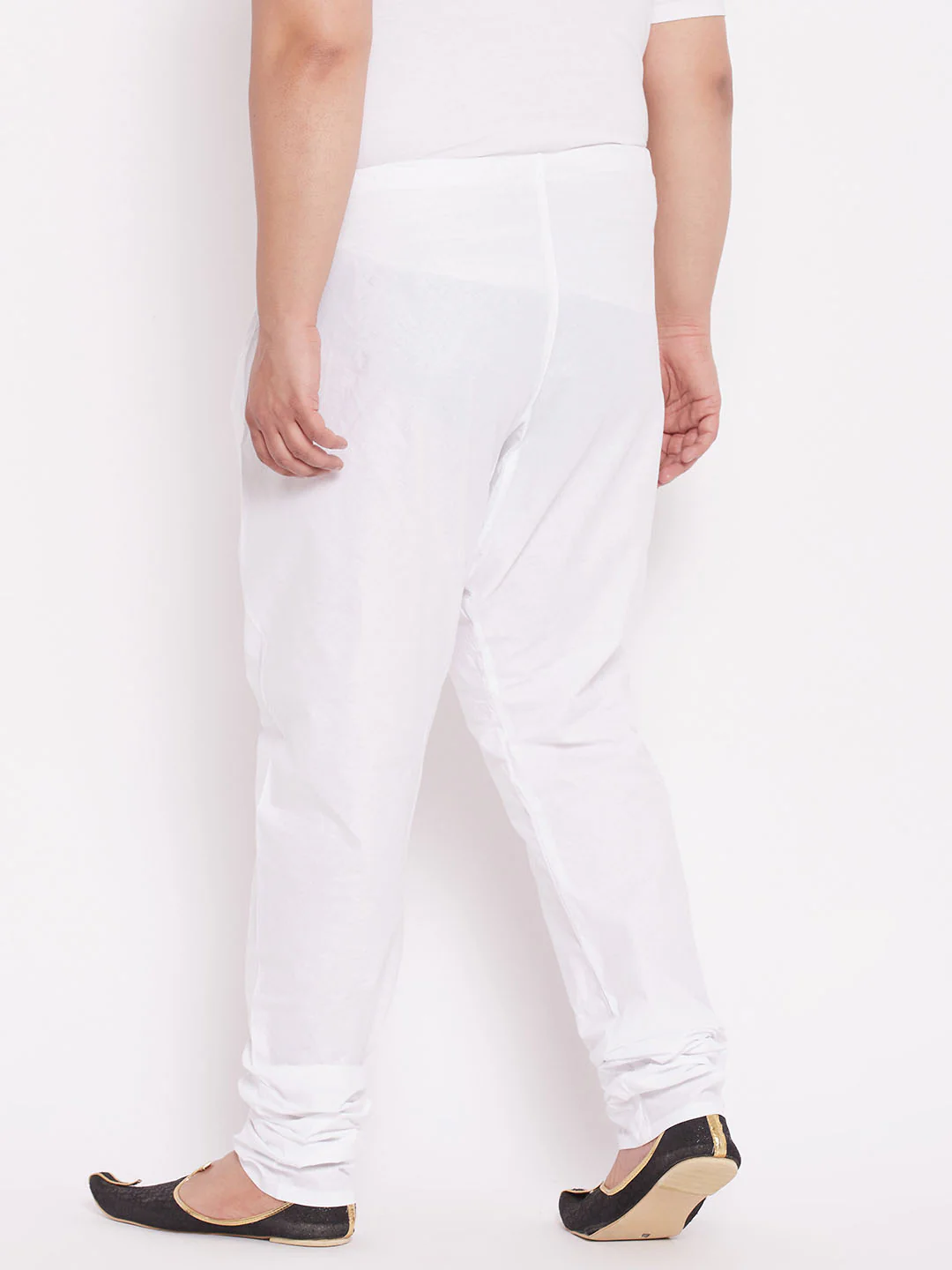 Men's Plus Size White Solid Pure Cotton Relaxed-Fit Pyjama - Image 3
