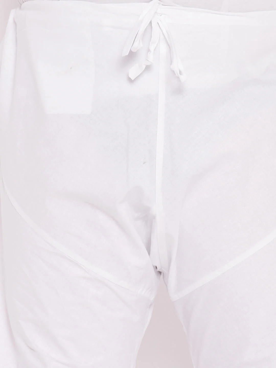 Men's Plus Size White Solid Pure Cotton Relaxed-Fit Pyjama - Image 4
