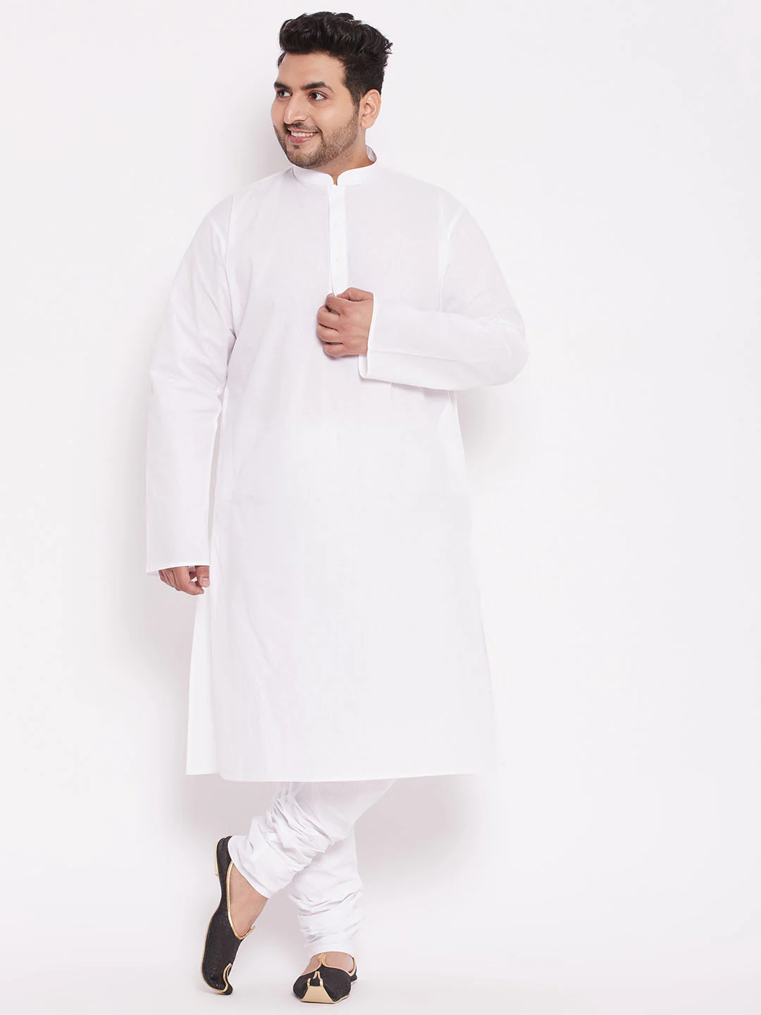 Men's Plus Size White Solid Pure Cotton Relaxed-Fit Pyjama - Image 5