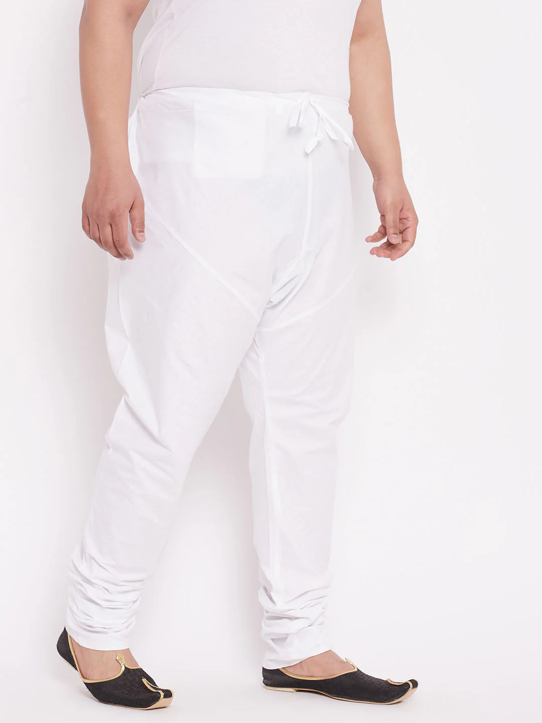 Men's Plus Size White Solid Pure Cotton Relaxed-Fit Pyjama - Image 6