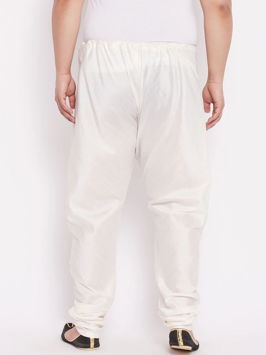 Men's Plus Size Cream Solid Relax Fit Churidar - Image 3