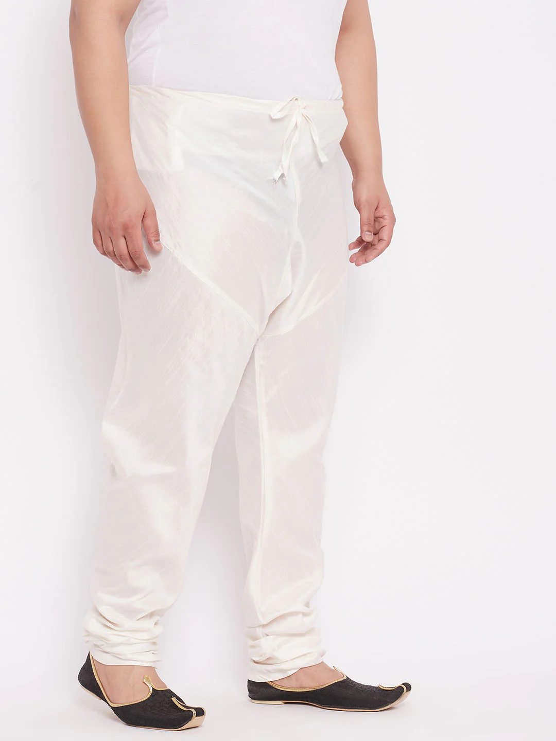 Men's Plus Size Cream Solid Relax Fit Churidar - Image 6