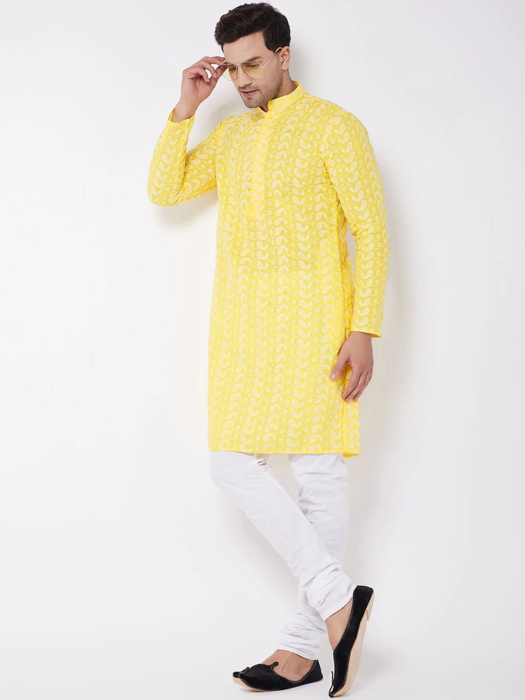Men White Solid Pure Cotton Relaxed-Fit Pyjama - Image 4