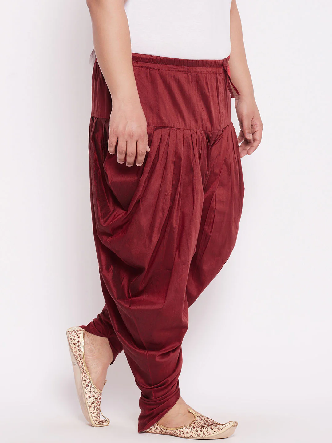Men's Plus Size Maroon Solid Dhoti Pants - Image 2