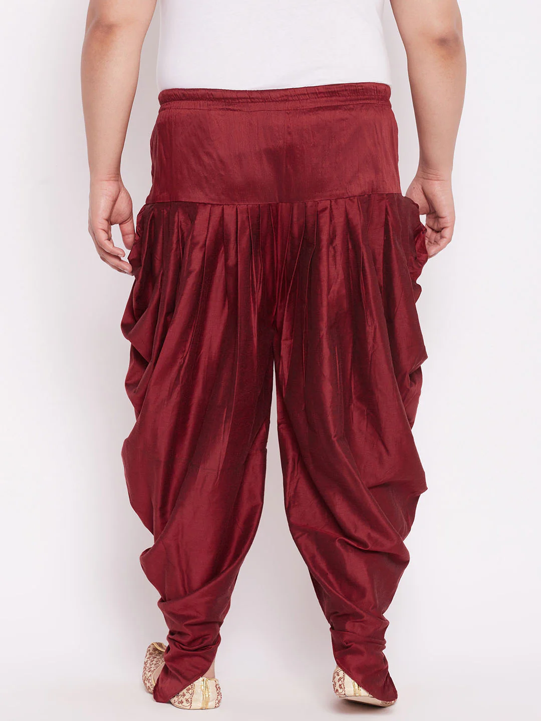 Men's Plus Size Maroon Solid Dhoti Pants - Image 3