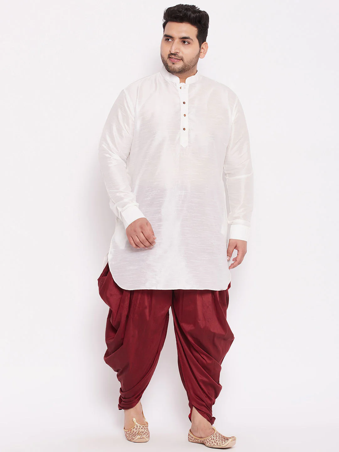 Men's Plus Size Maroon Solid Dhoti Pants - Image 5