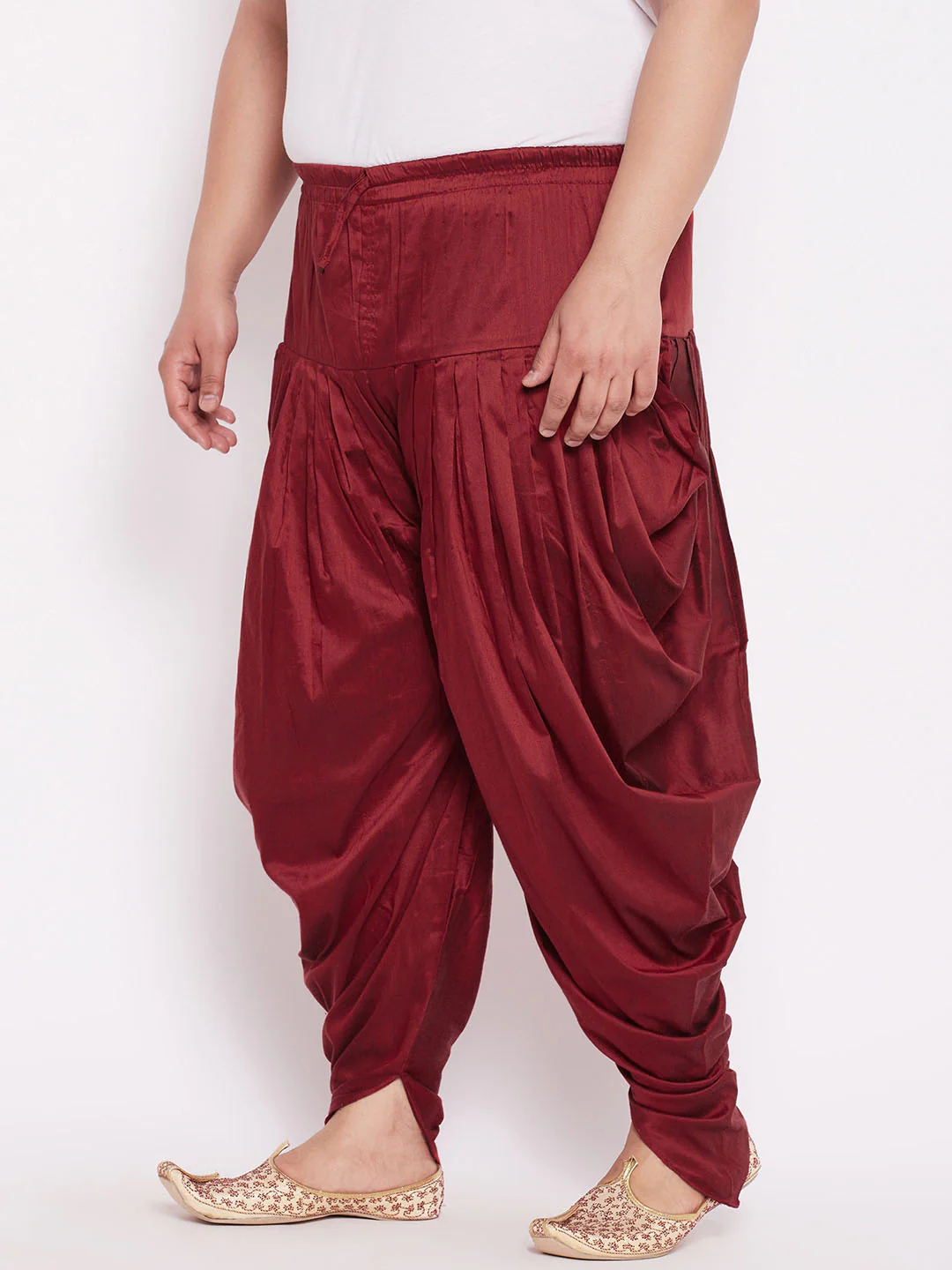 Men's Plus Size Maroon Solid Dhoti Pants - Image 6