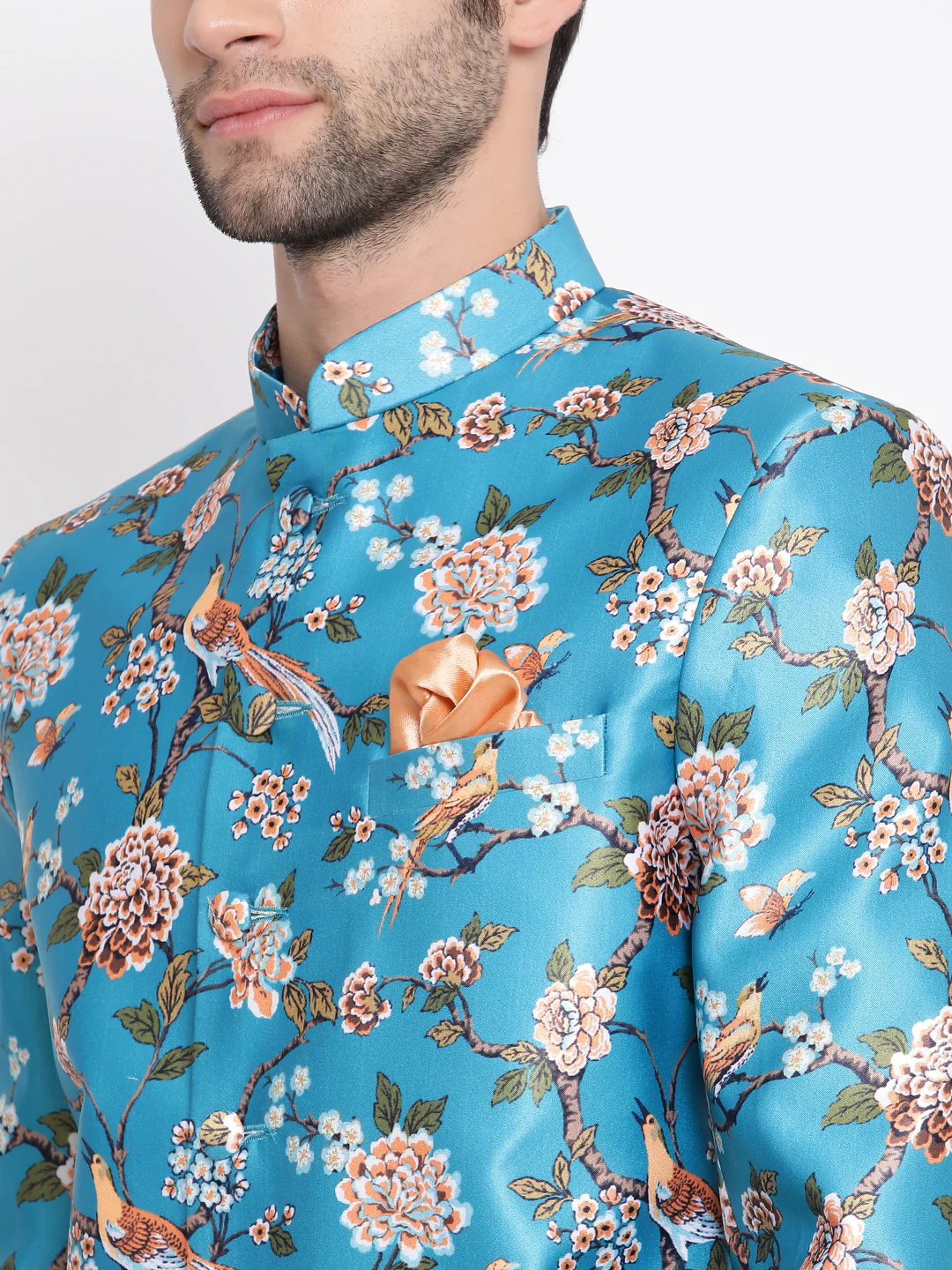 Men's Turquoise Silk Blend Jodhpuri - Image 4
