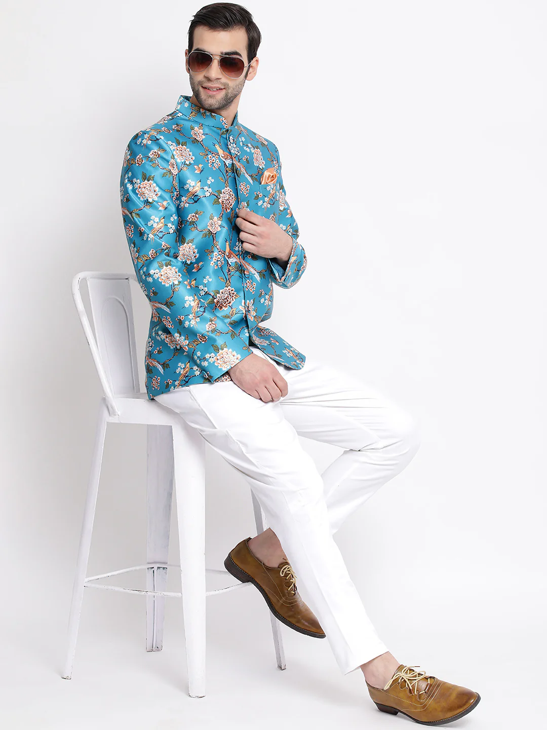 Men's Turquoise Silk Blend Jodhpuri - Image 5