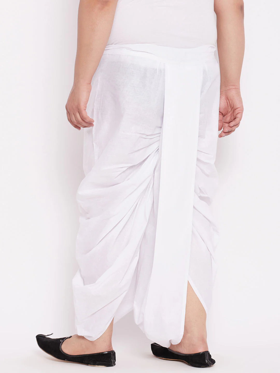 Men's Plus Size Pure Cotton White Traditional Dhoti - Image 3