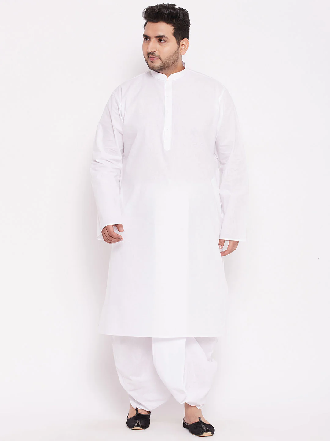 Men's Plus Size Pure Cotton White Traditional Dhoti - Image 5