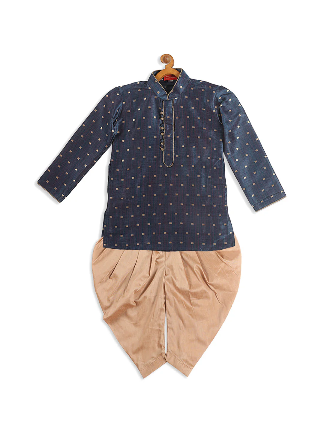 Boy's Blue Kurta With Dhoti Pant Set - Image 4