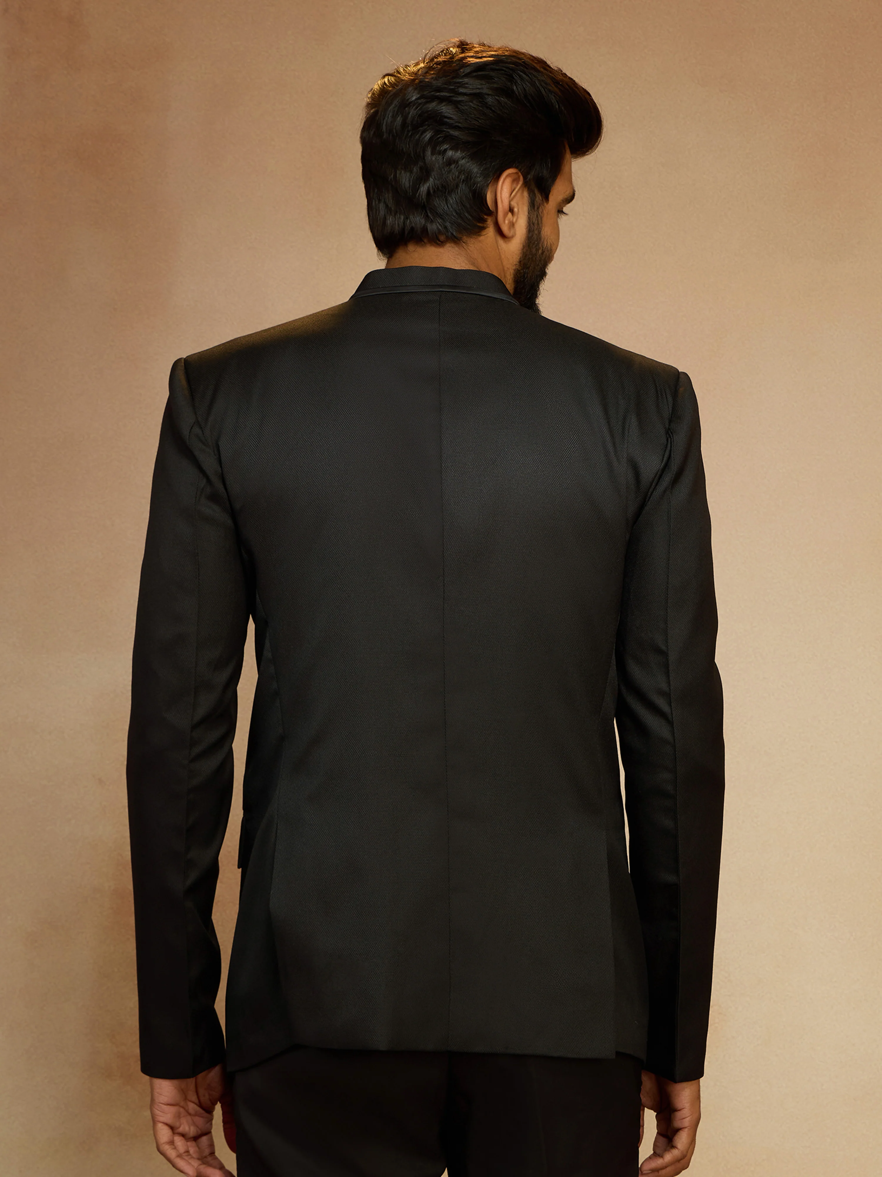 Men's Black Jute Solid Slim Fit Full Sleeve Jodhpuri - Image 5