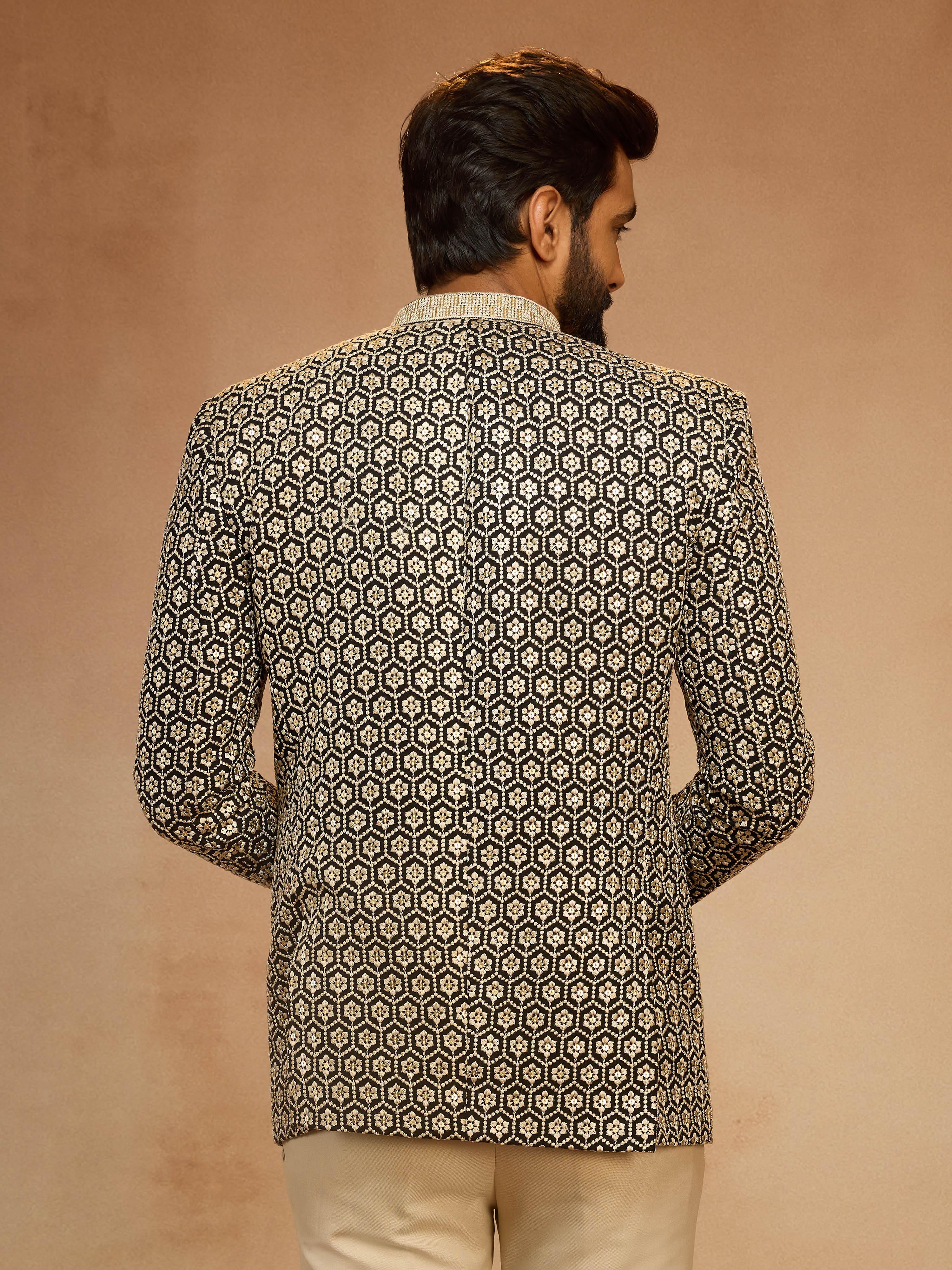 Men's Black Sequin Embroidered Jodhpuri Jacket - Image 5