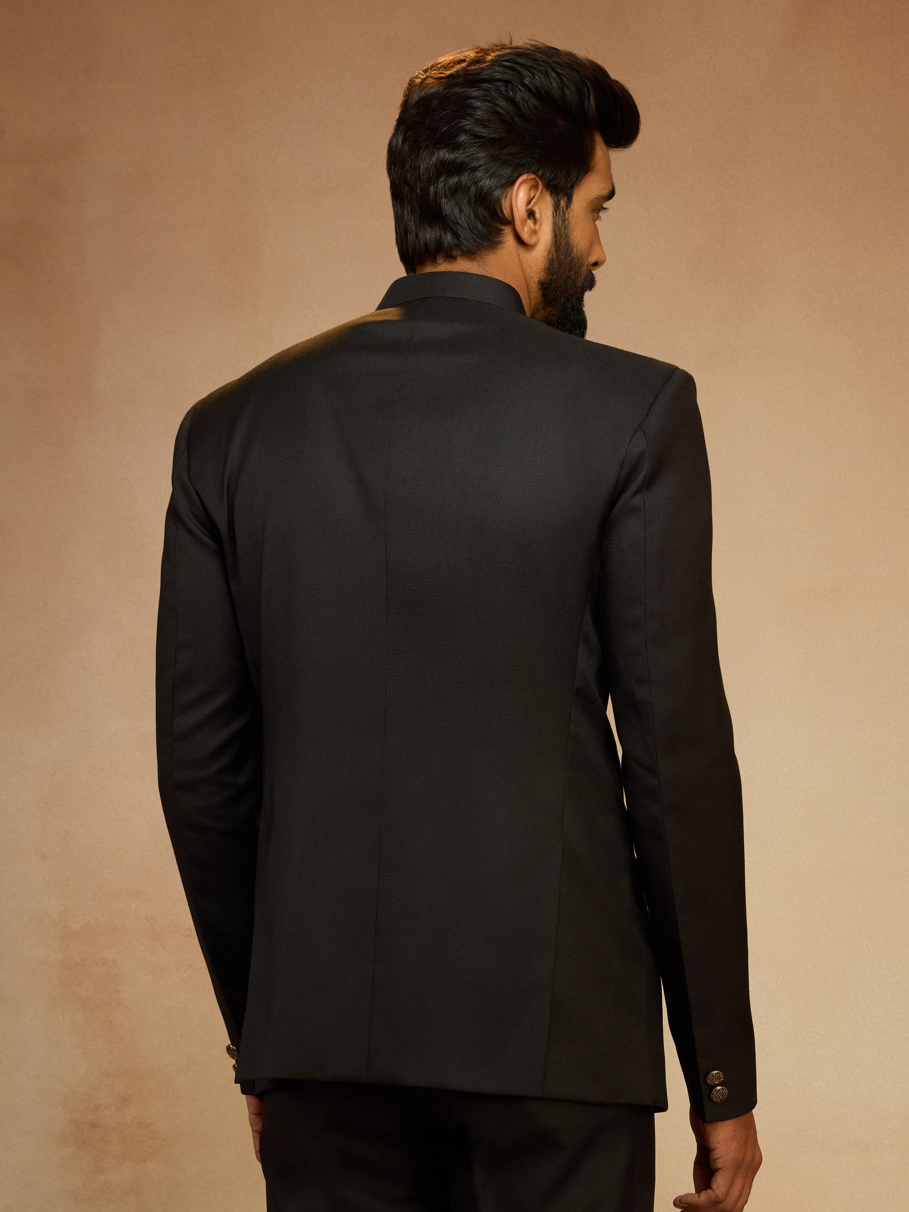 Men's Black Zardozi Sequin Embroidered Imported Suiting Lycra Jodhpuri - Image 5
