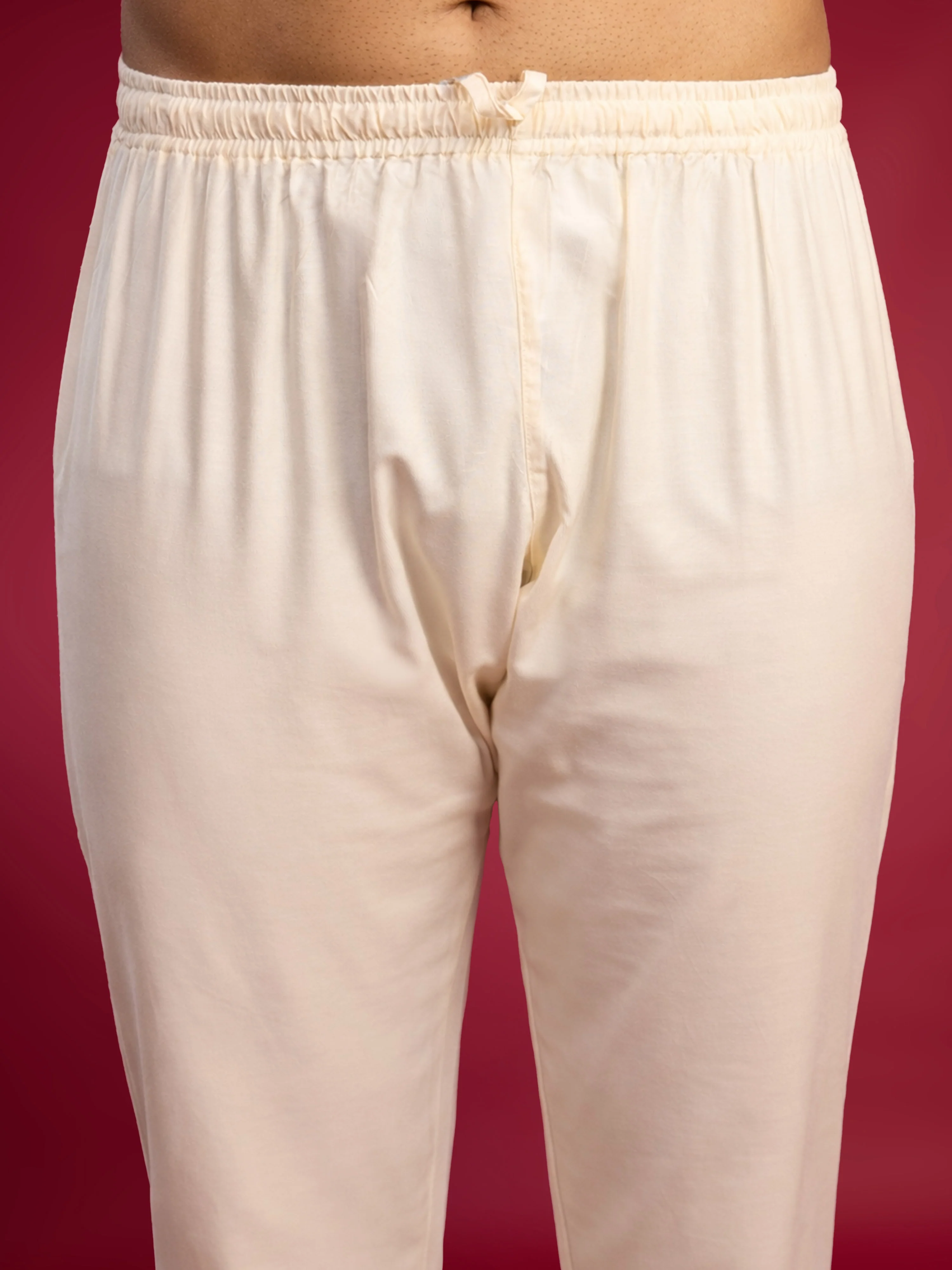 Men's Yellow Ombre Cotton Blend Kurta with Cream Viscose Pyjama Set - Image 6