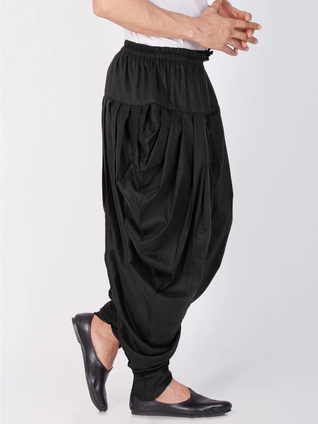 Men's Black Cotton Silk Blend Dhoti - Image 2