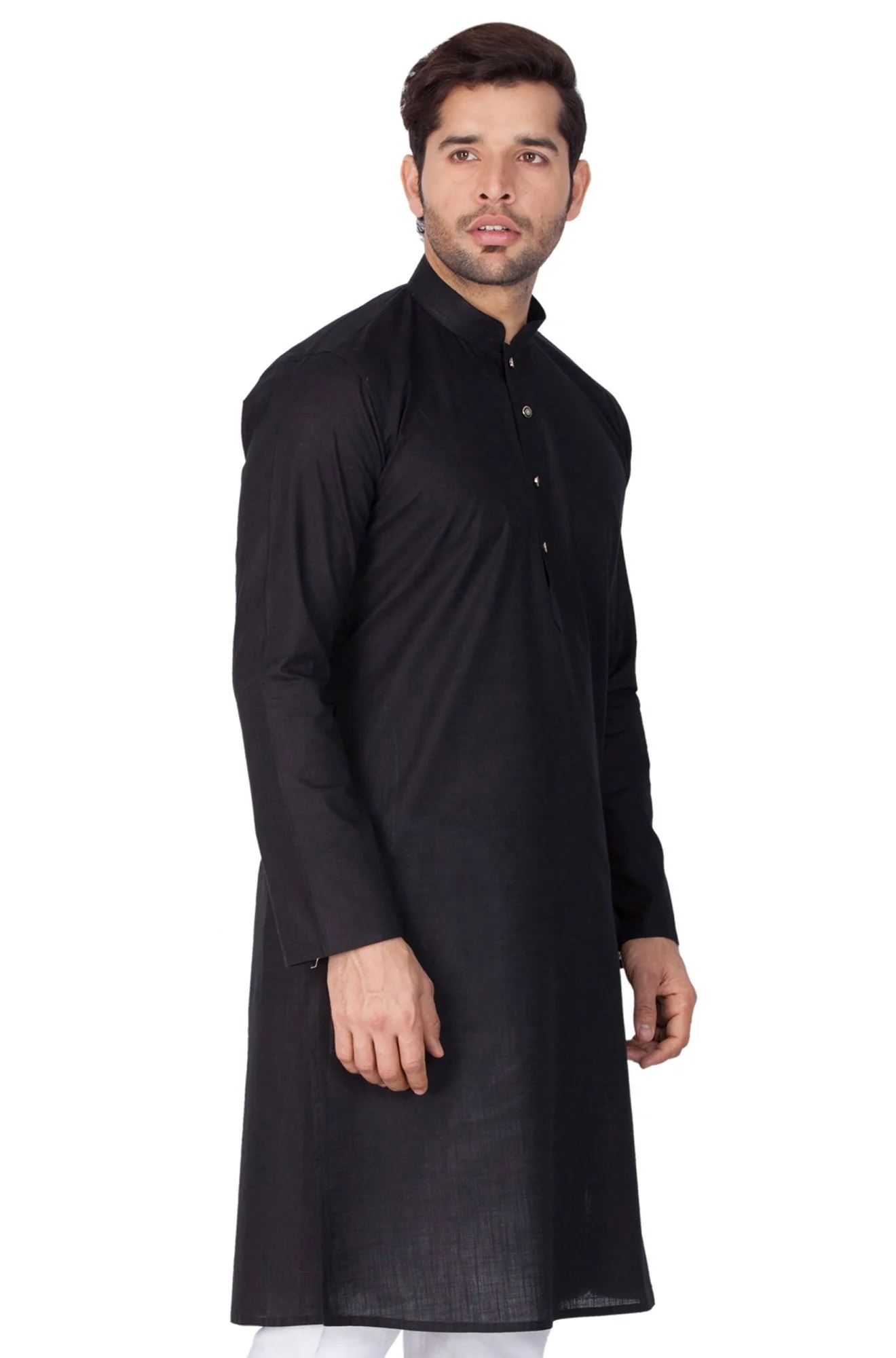 VASTRAMAY Men's Black Linen Kurta - Image 2
