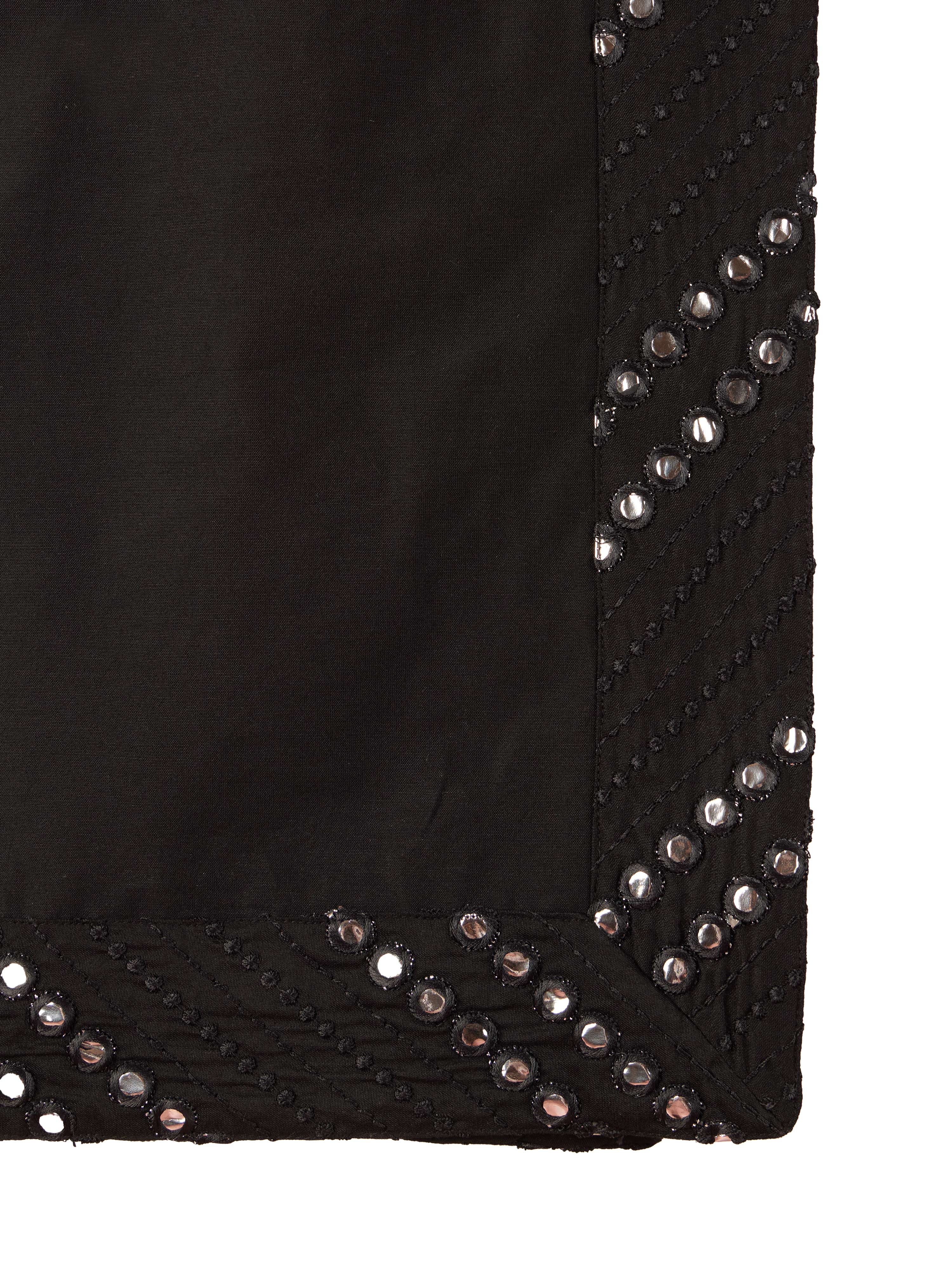 Mens Black Silk Kurta Set with Pant and Mirror Work Dupatta - Image 6