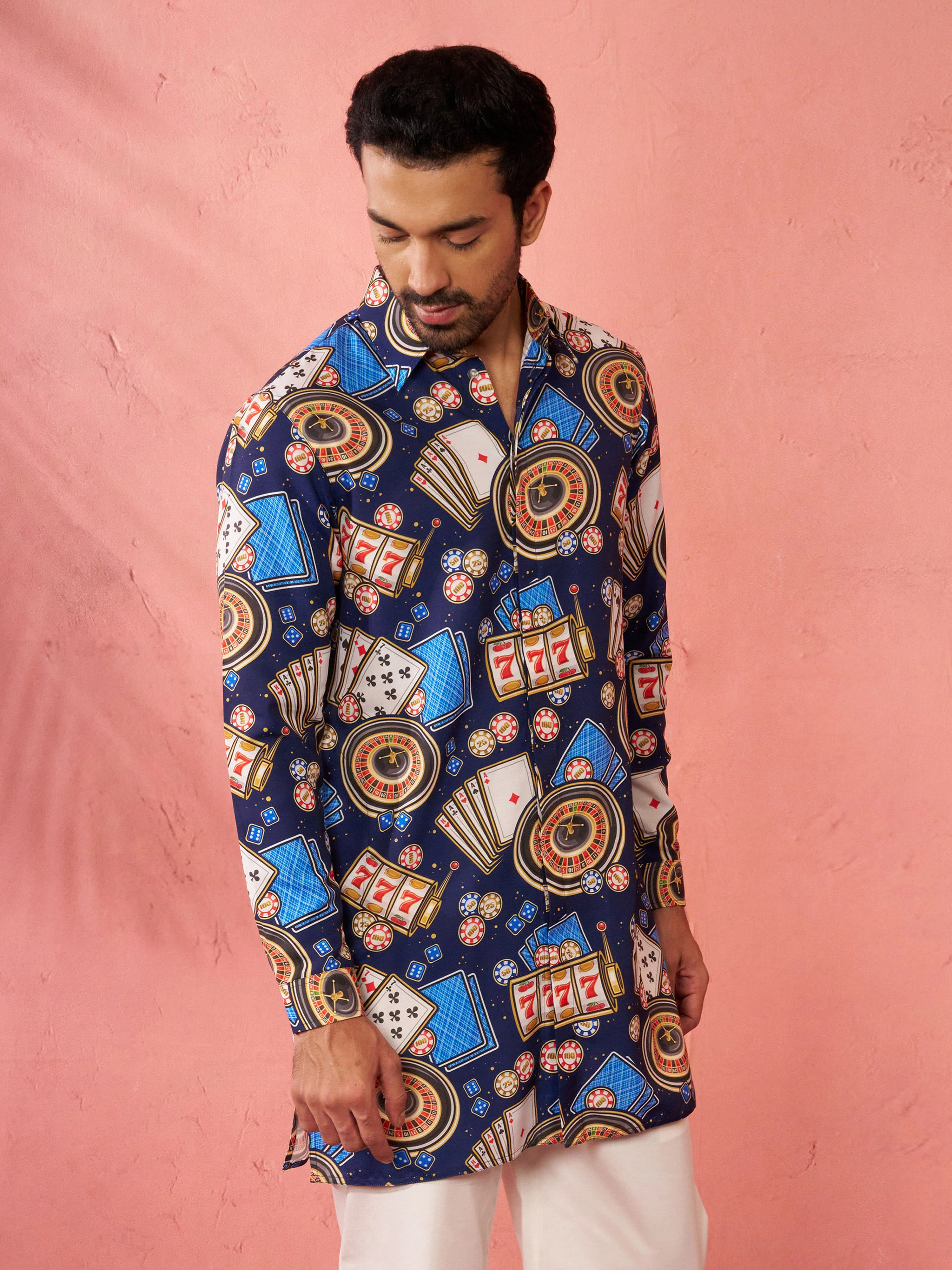 Men's Blue Rayon Kurta - Image 4