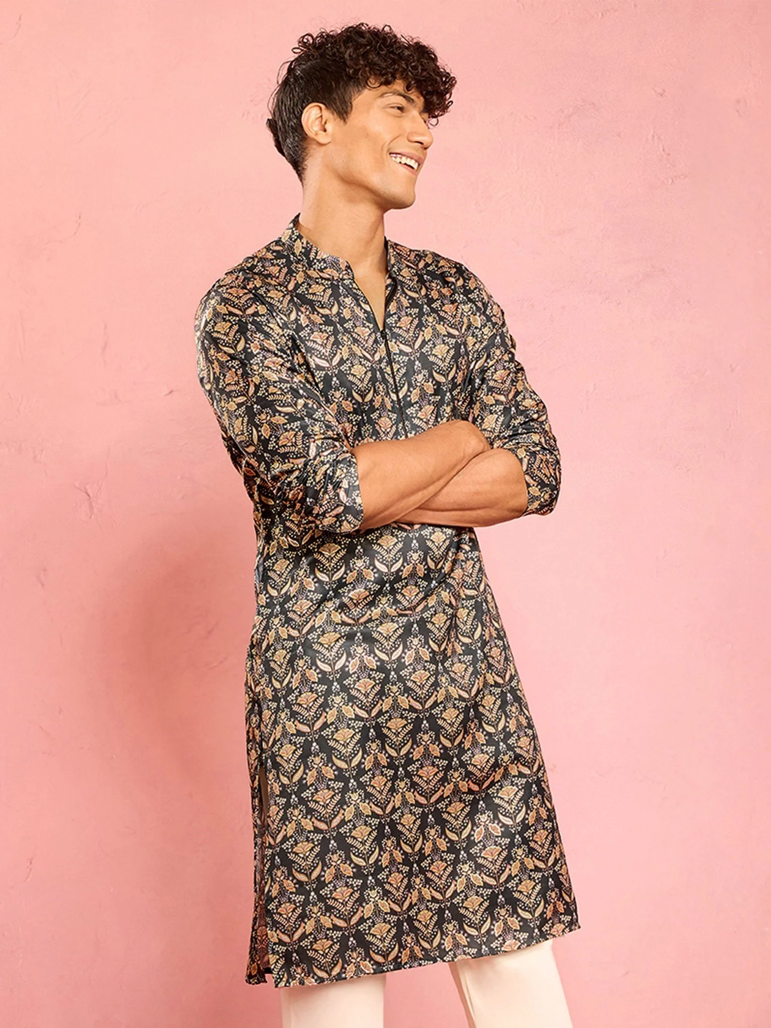 Men's Bottle Green Silk Blend Kurta - Image 4