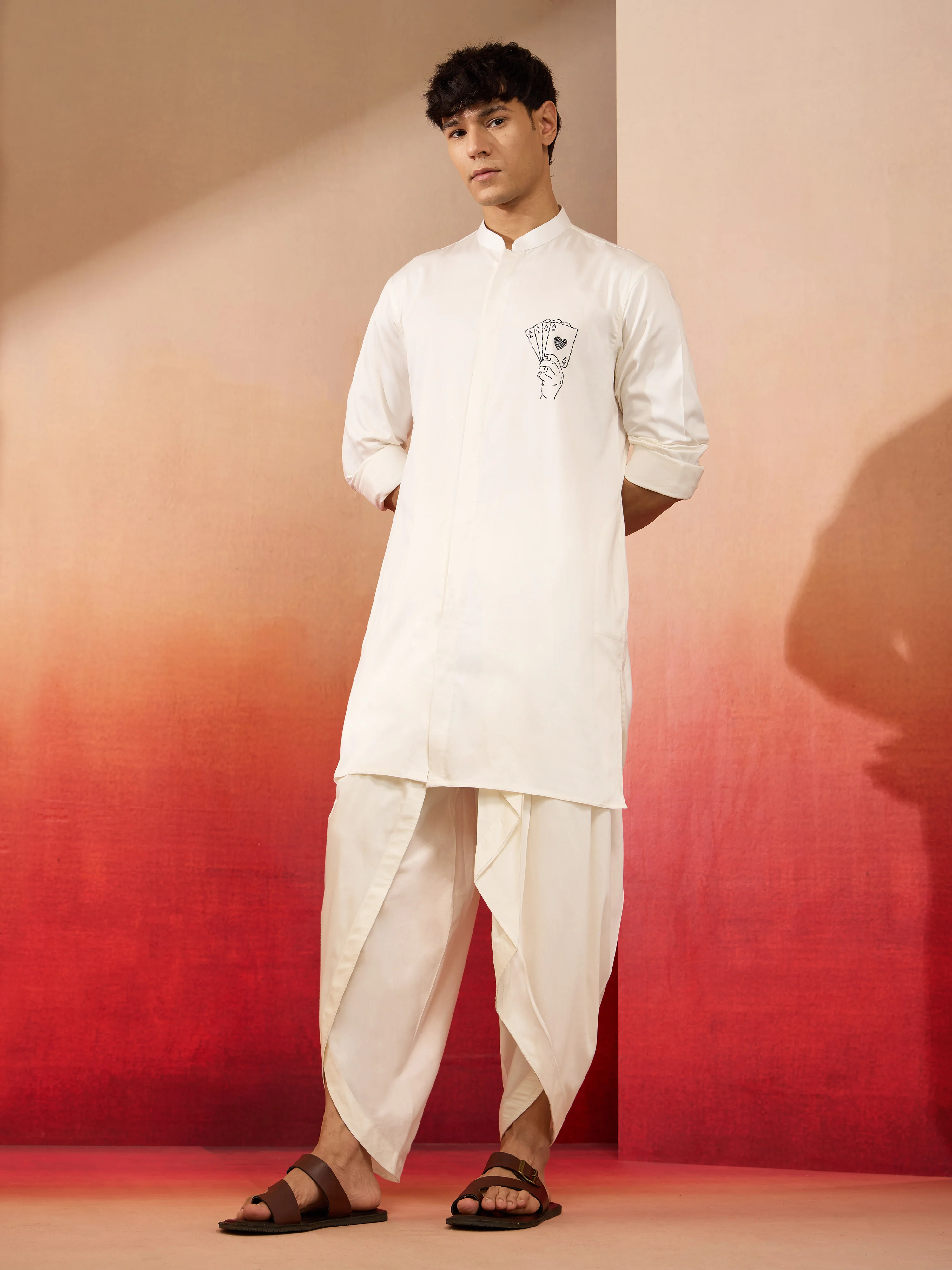 Men's Cream Viscose Dhoti Pants - Image 5