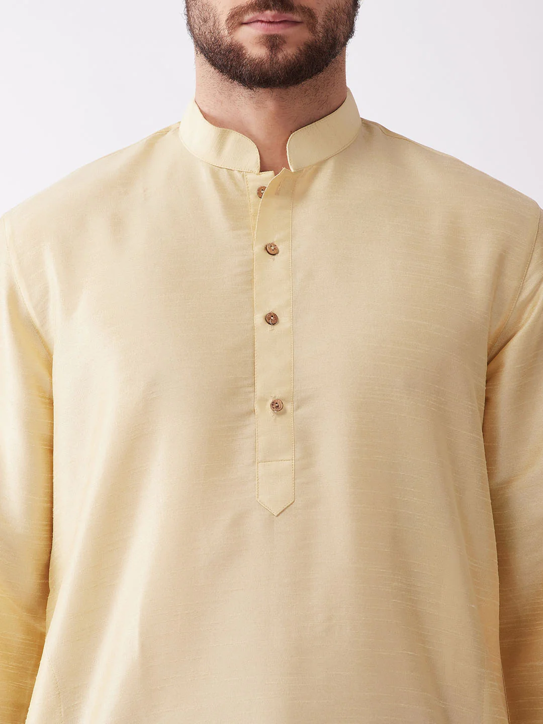 Men's Gold And Maroon Silk Blend Kurta And Dhoti Set - Image 4