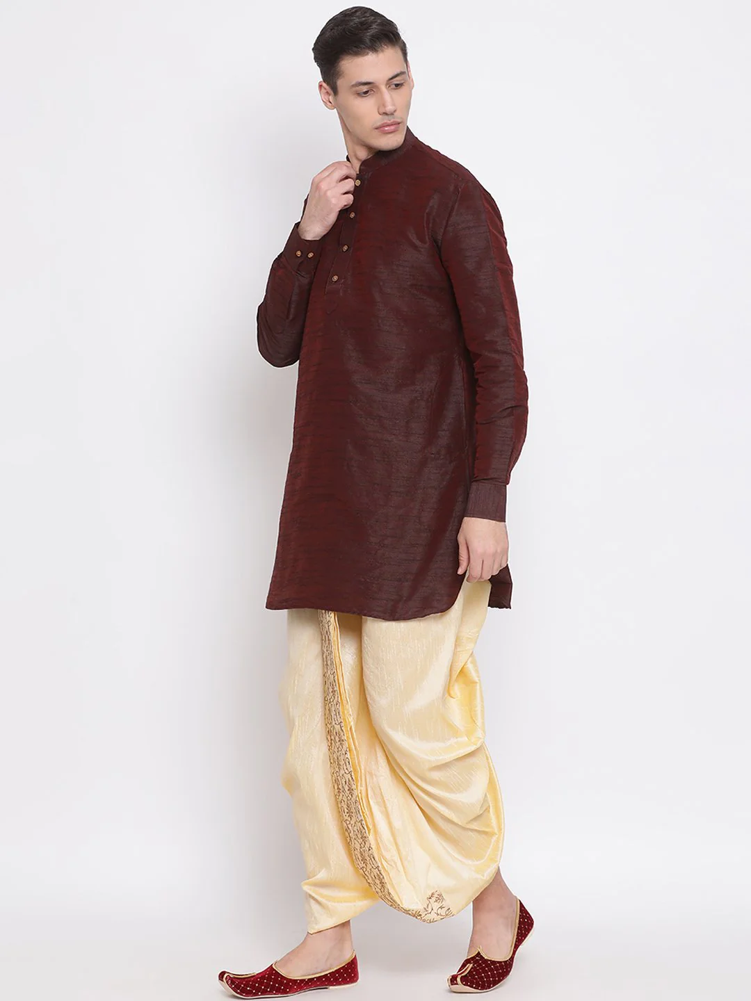 Men's Gold Embroidered Dhoti Pant - Image 5