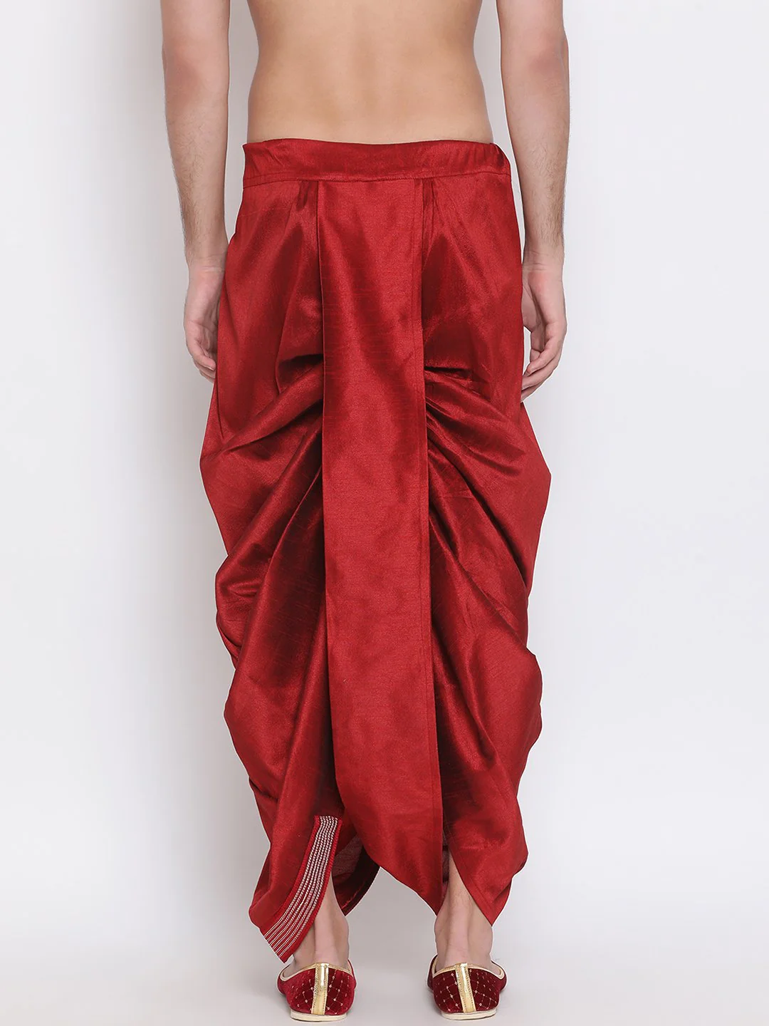 Men's Maroon Embroidered Dhoti Pant - Image 4