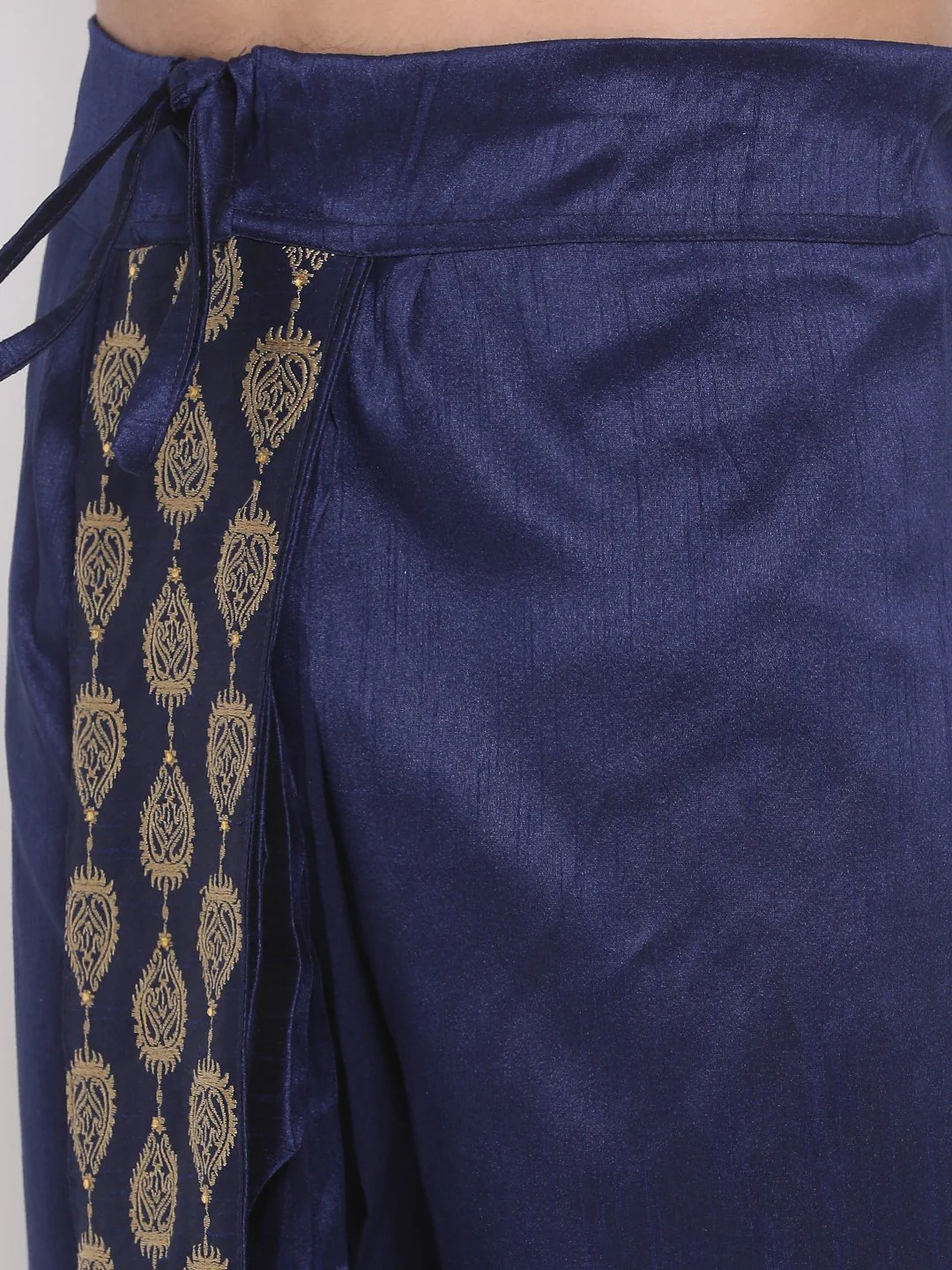 Men's Navy Blue Embroidered Dhoti Pant - Image 3