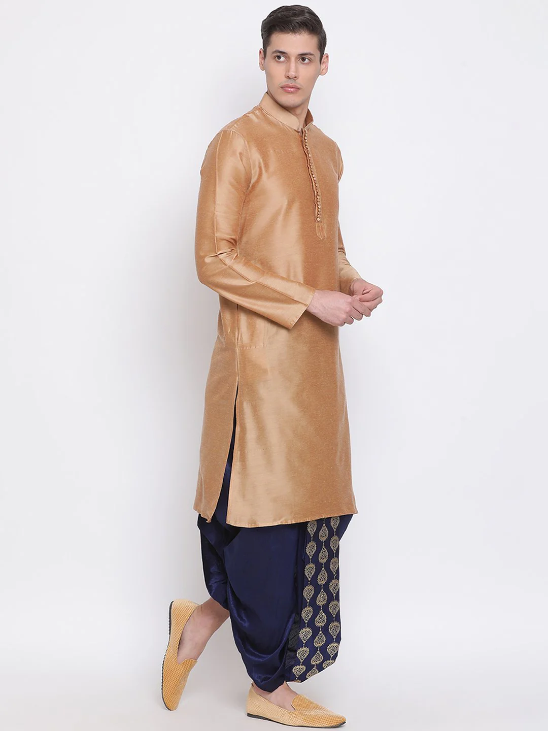 Men's Navy Blue Embroidered Dhoti Pant - Image 5