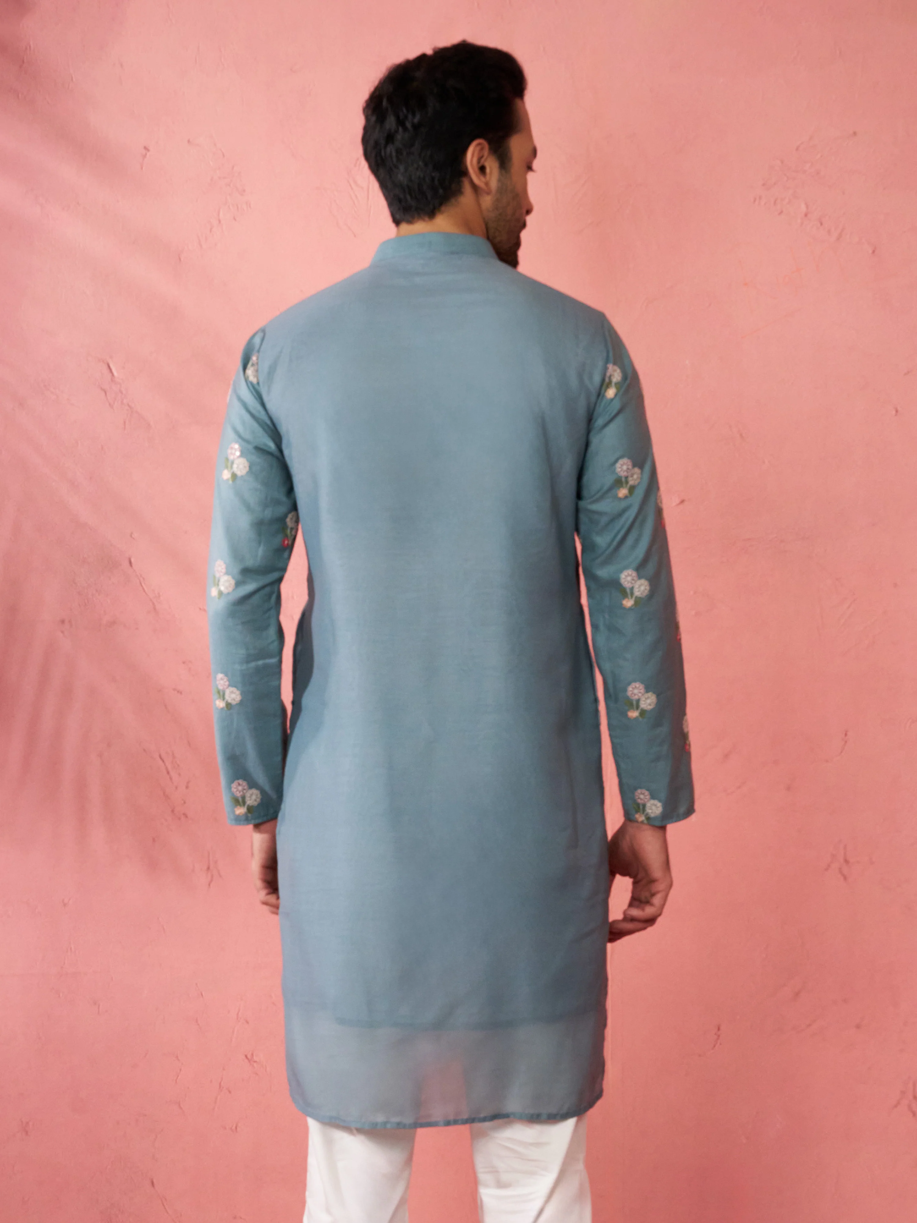 Men's Sage Green Cotton Muslin Kurta - Image 5