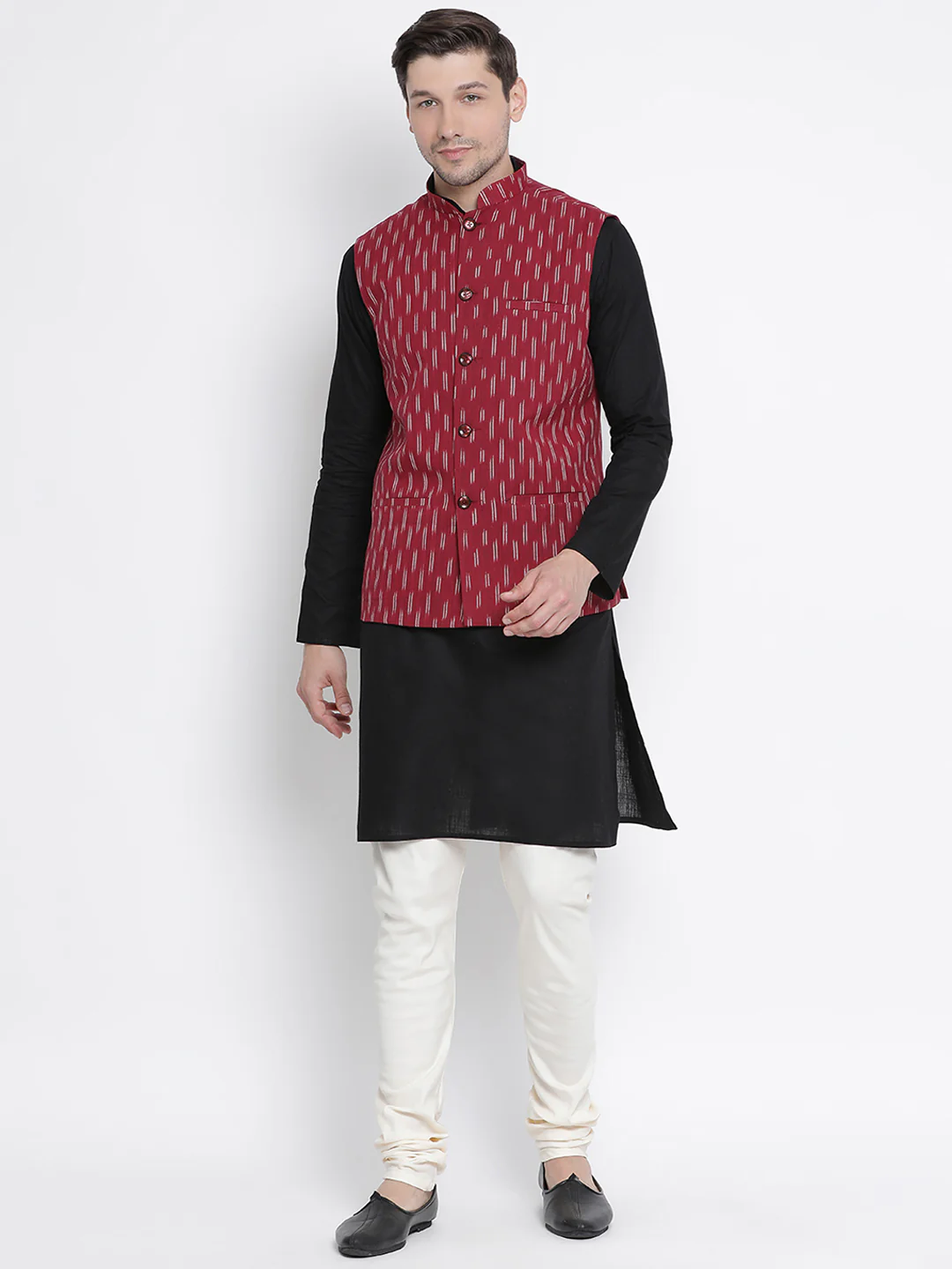 Men's White Cotton Silk Blend Churidar - Image 5