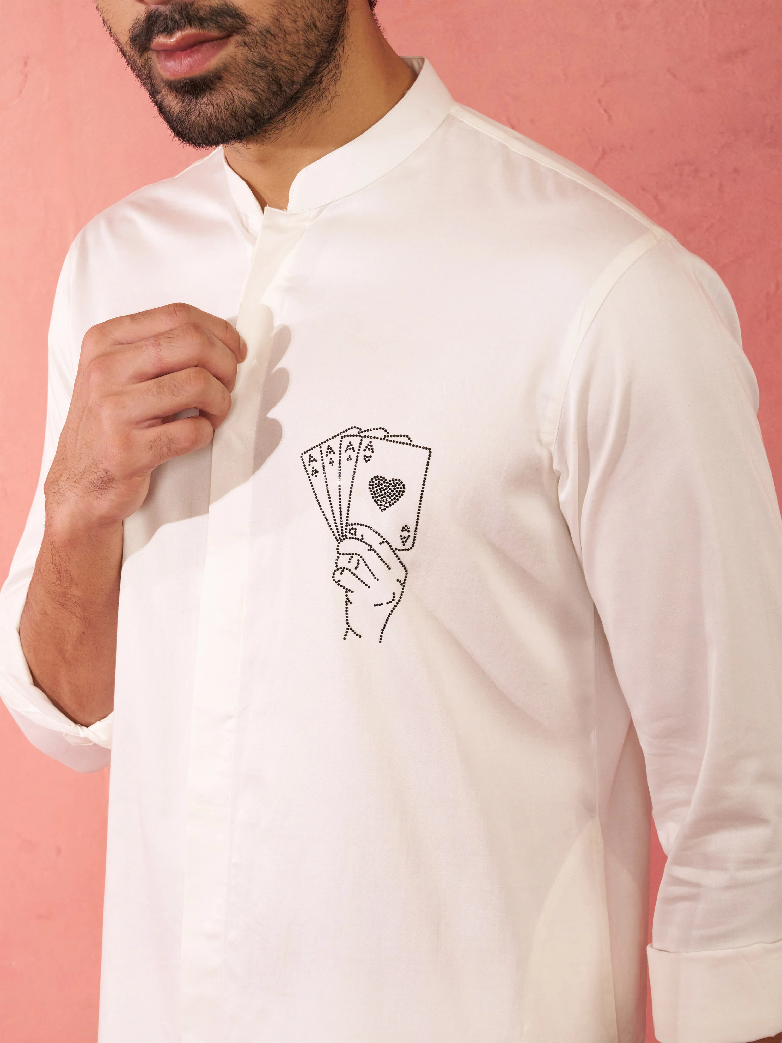 Men's White Mid-Length Kurta - Image 2