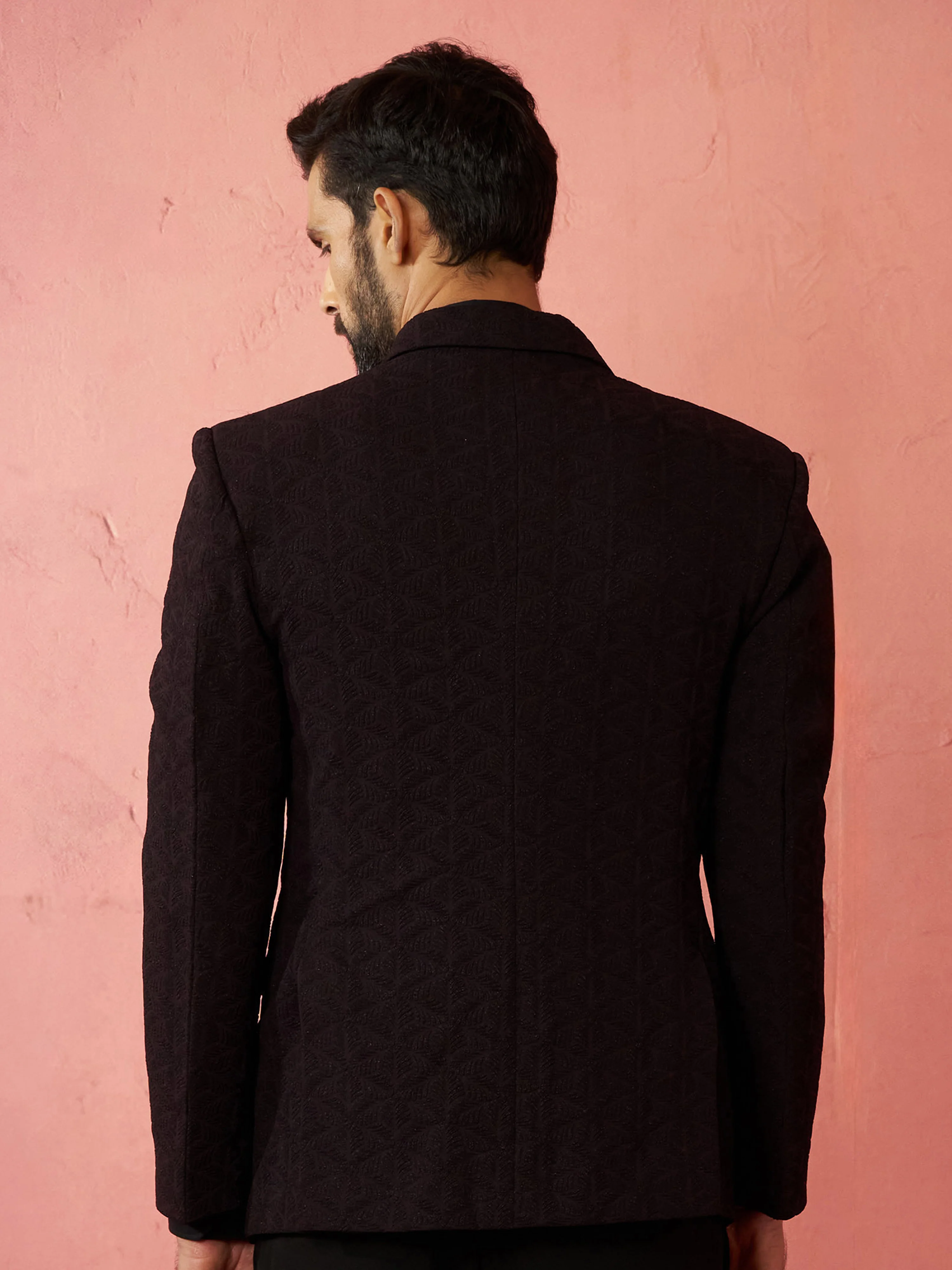 Men's Wine Bafta Embossed Blazer - Image 5
