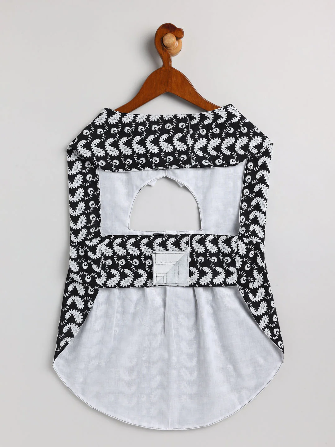 Dogs' Black Chikankari Flared Dress With Attached Bow - Image 3