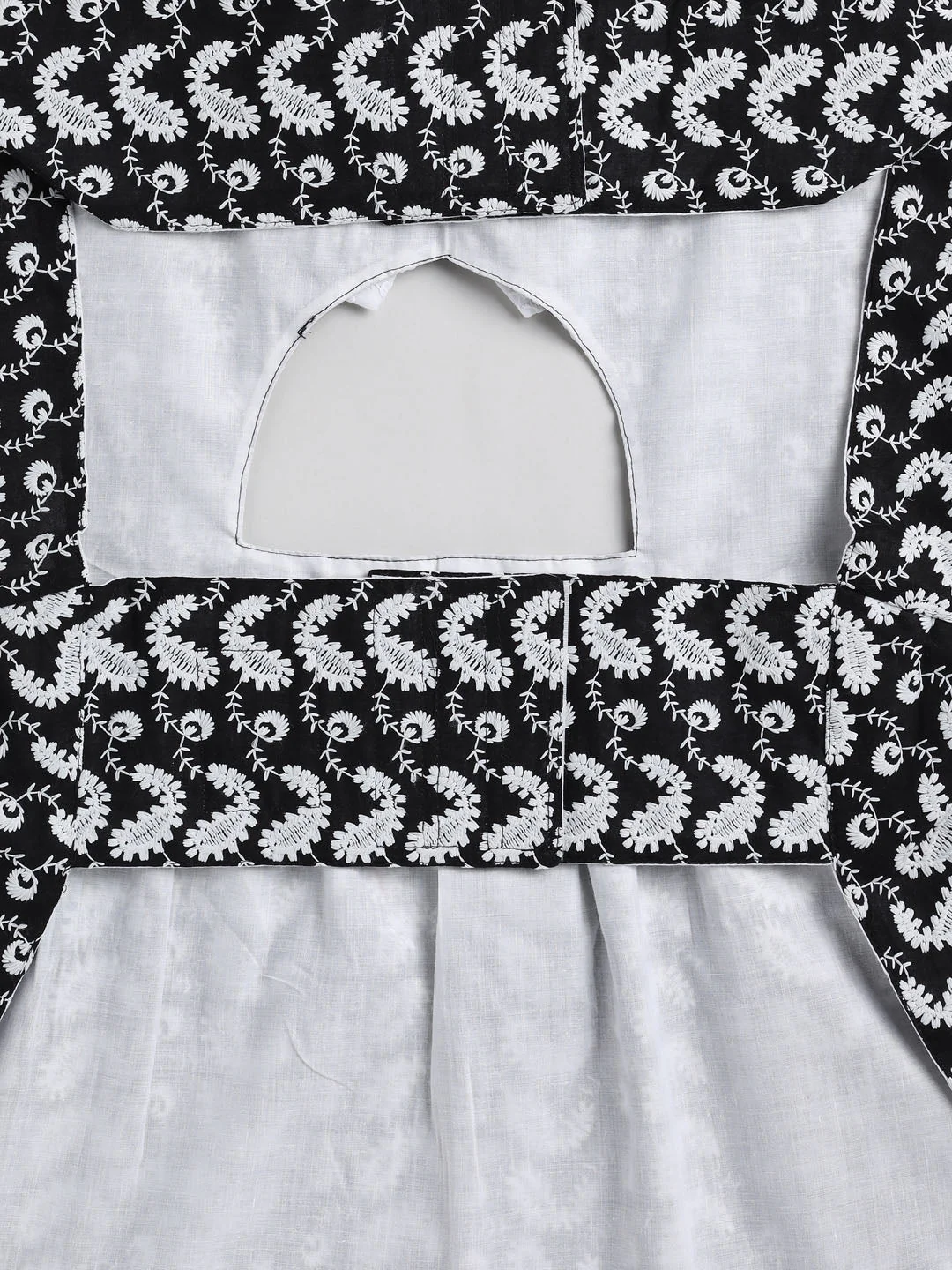 Dogs' Black Chikankari Flared Dress With Attached Bow - Image 5